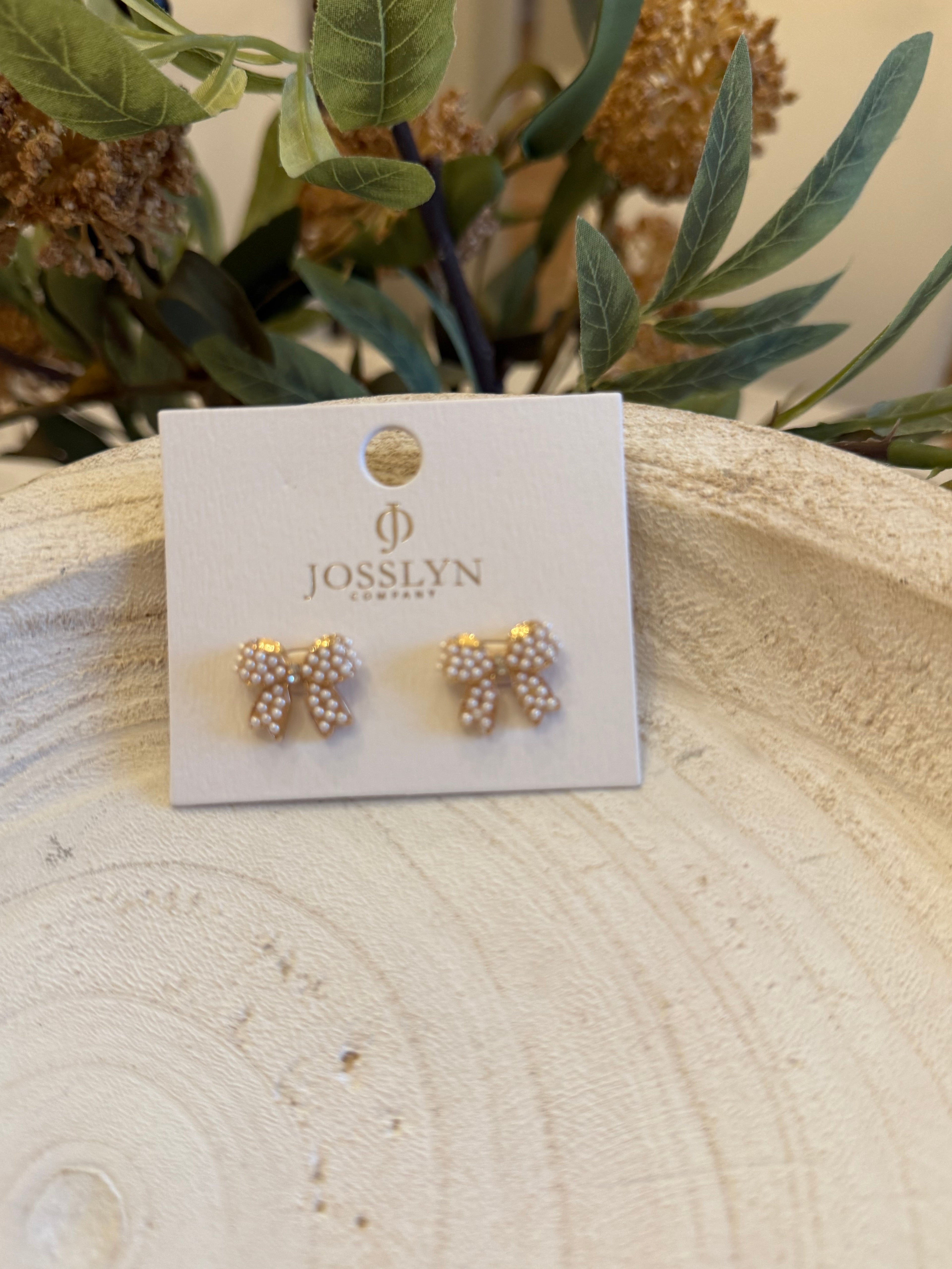 Small Pearl Stud Bow Earrings