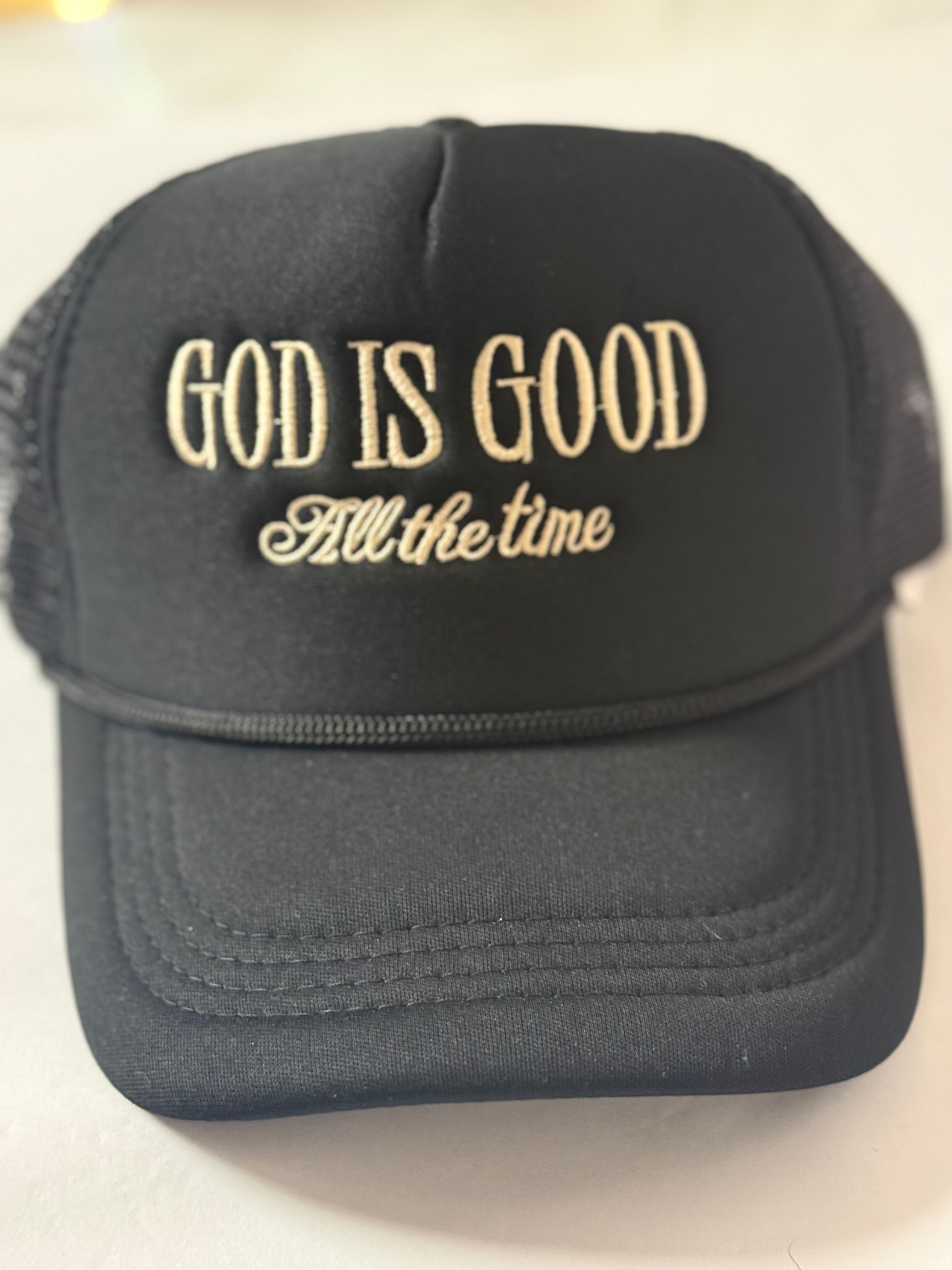 God is Good Trucker Hat Black