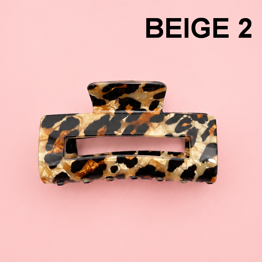 RECTANGLE LEOPARD ANIMAL DESIGN HAIR CLAW CLIPS ETA 9/16