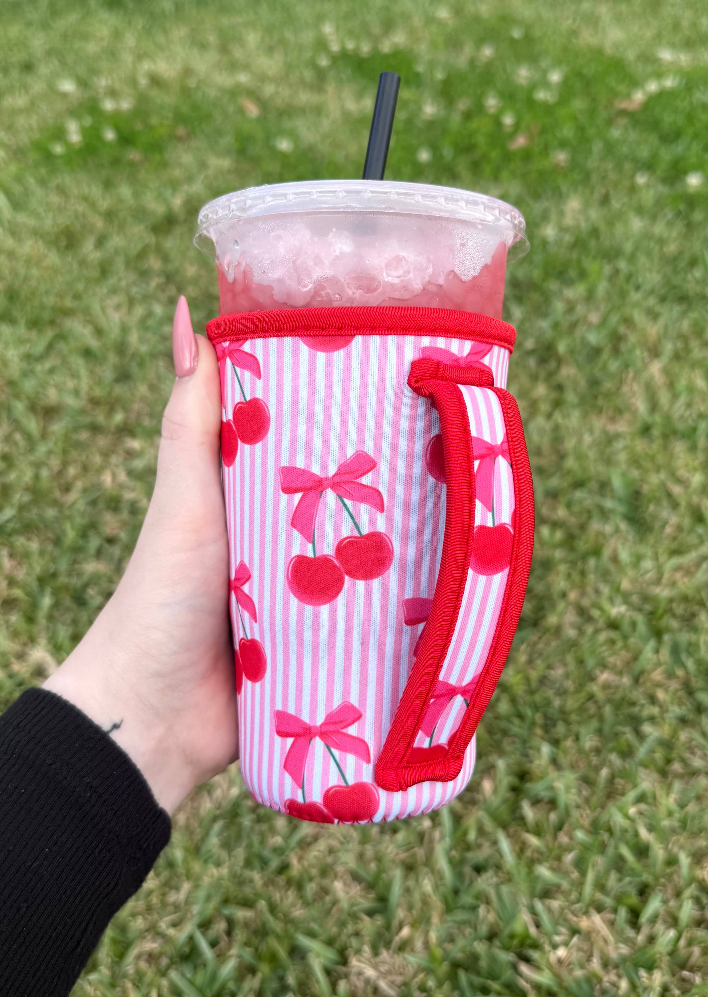 Cherry Design Large Cup Sleeve With Handle