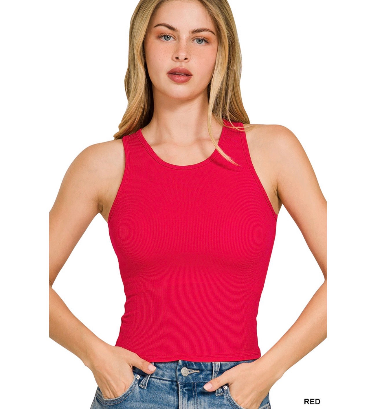 Red Ribbed Top