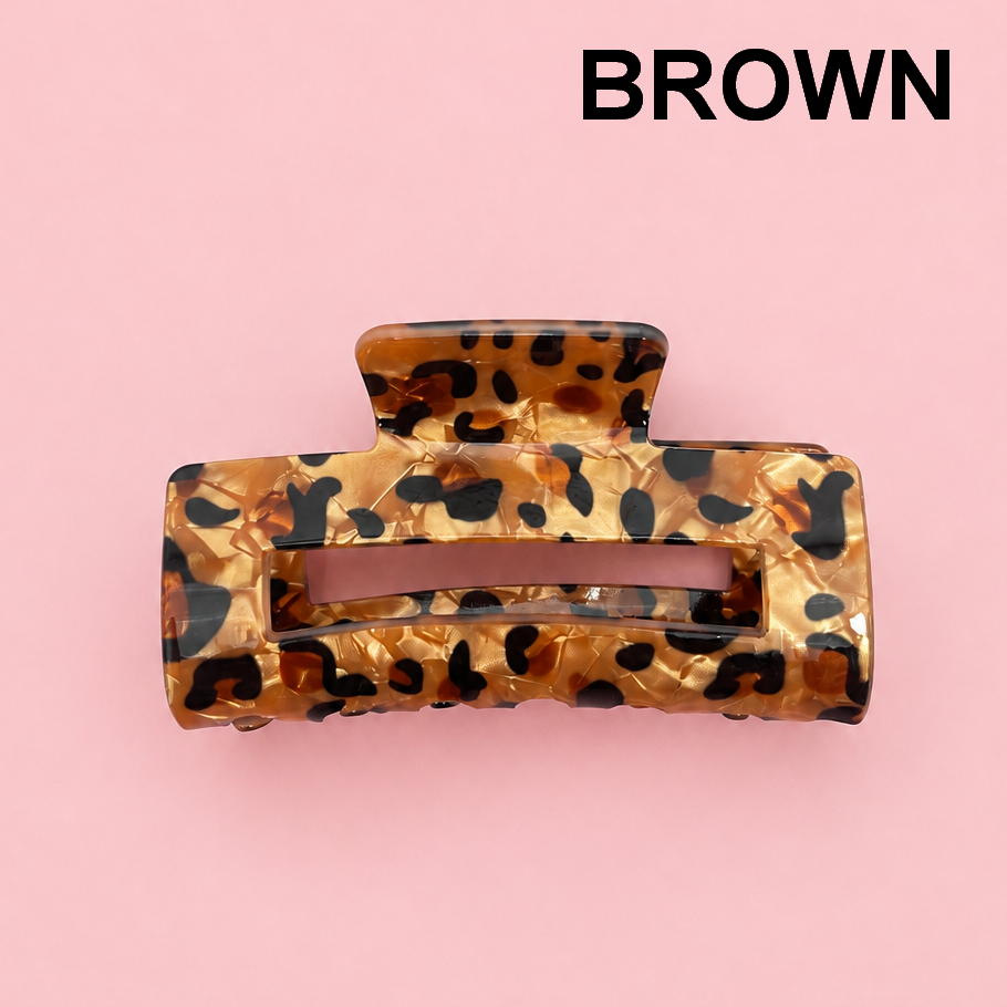 RECTANGLE LEOPARD ANIMAL DESIGN HAIR CLAW CLIPS ETA 9/16