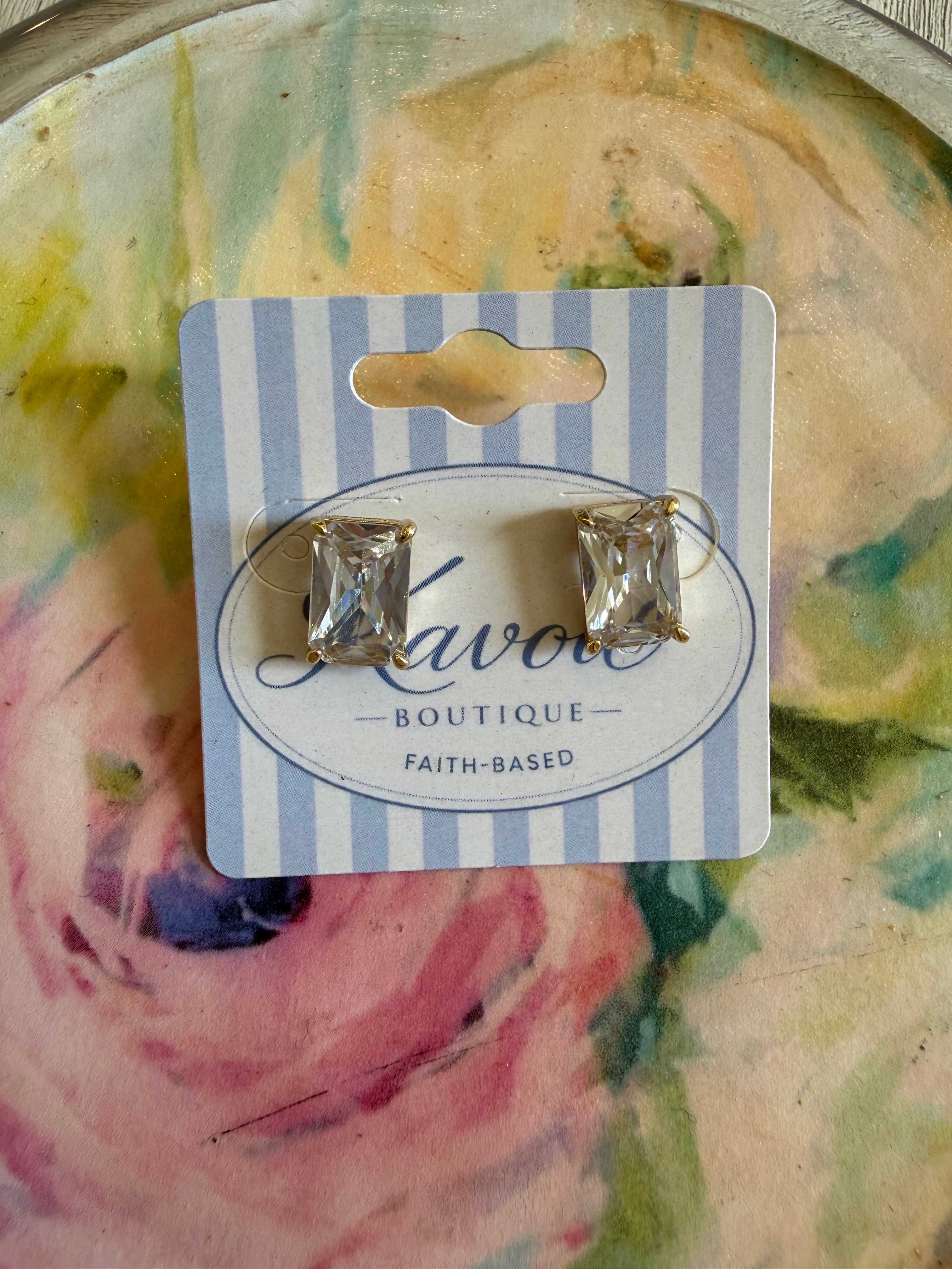 Square Clear Stud Earring