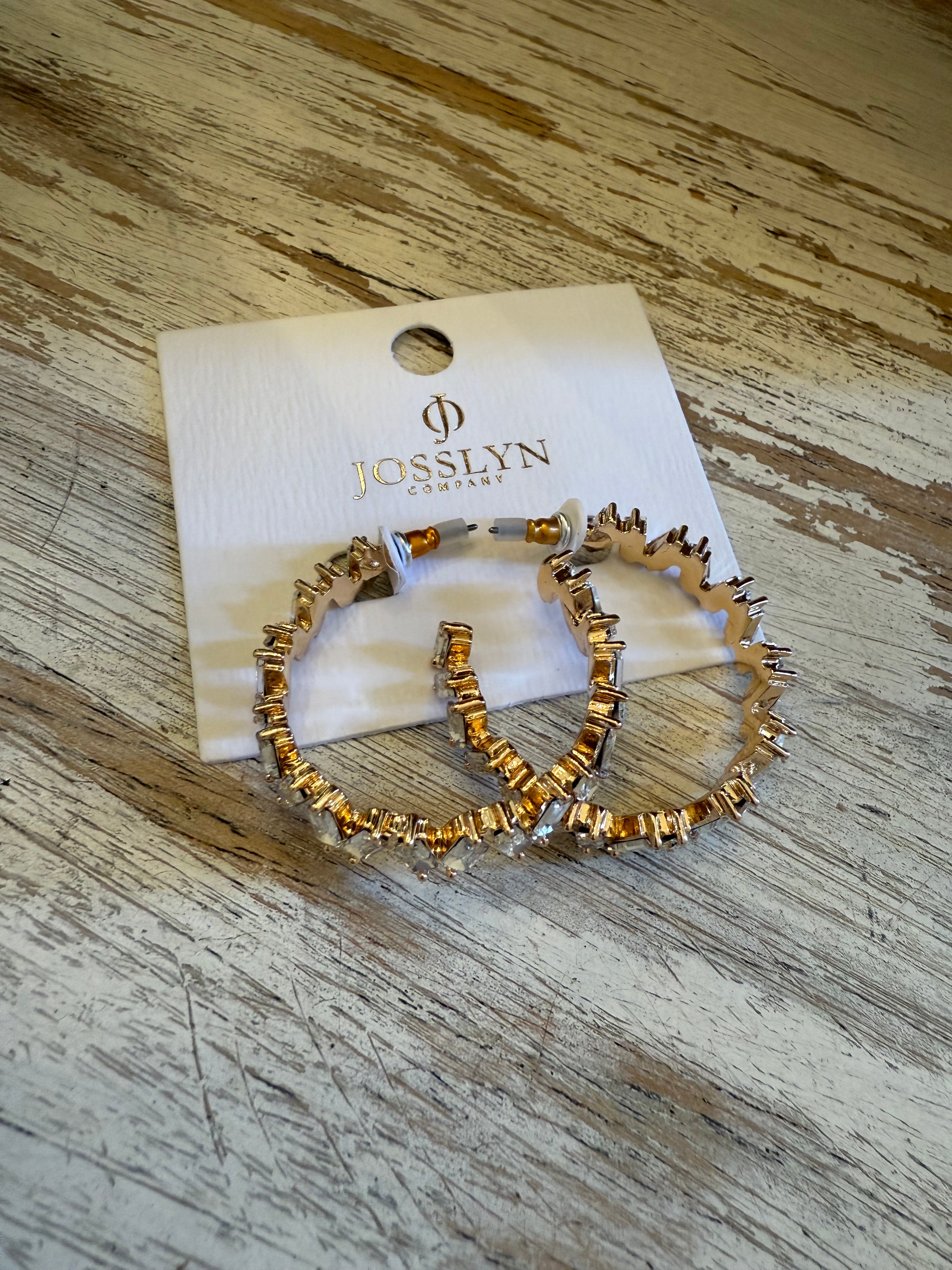 Large Rhinestone Hoop Earrings