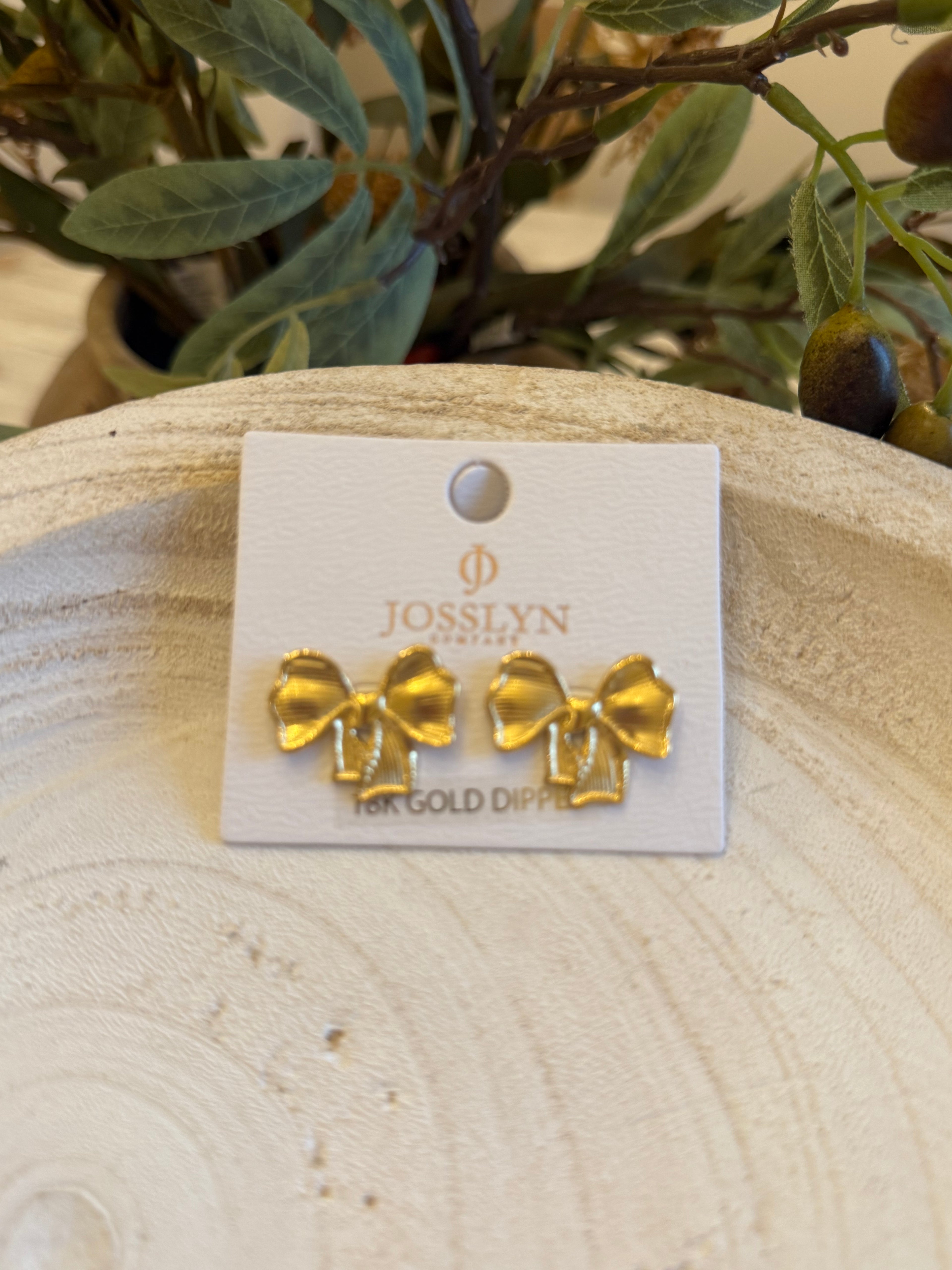 Dipped Gold Bow Earrings