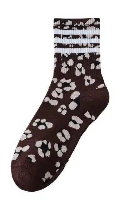 WOMAN ANIMAL LEOPARD HALF CREW THROWBACK SOCKS ETA 9/16