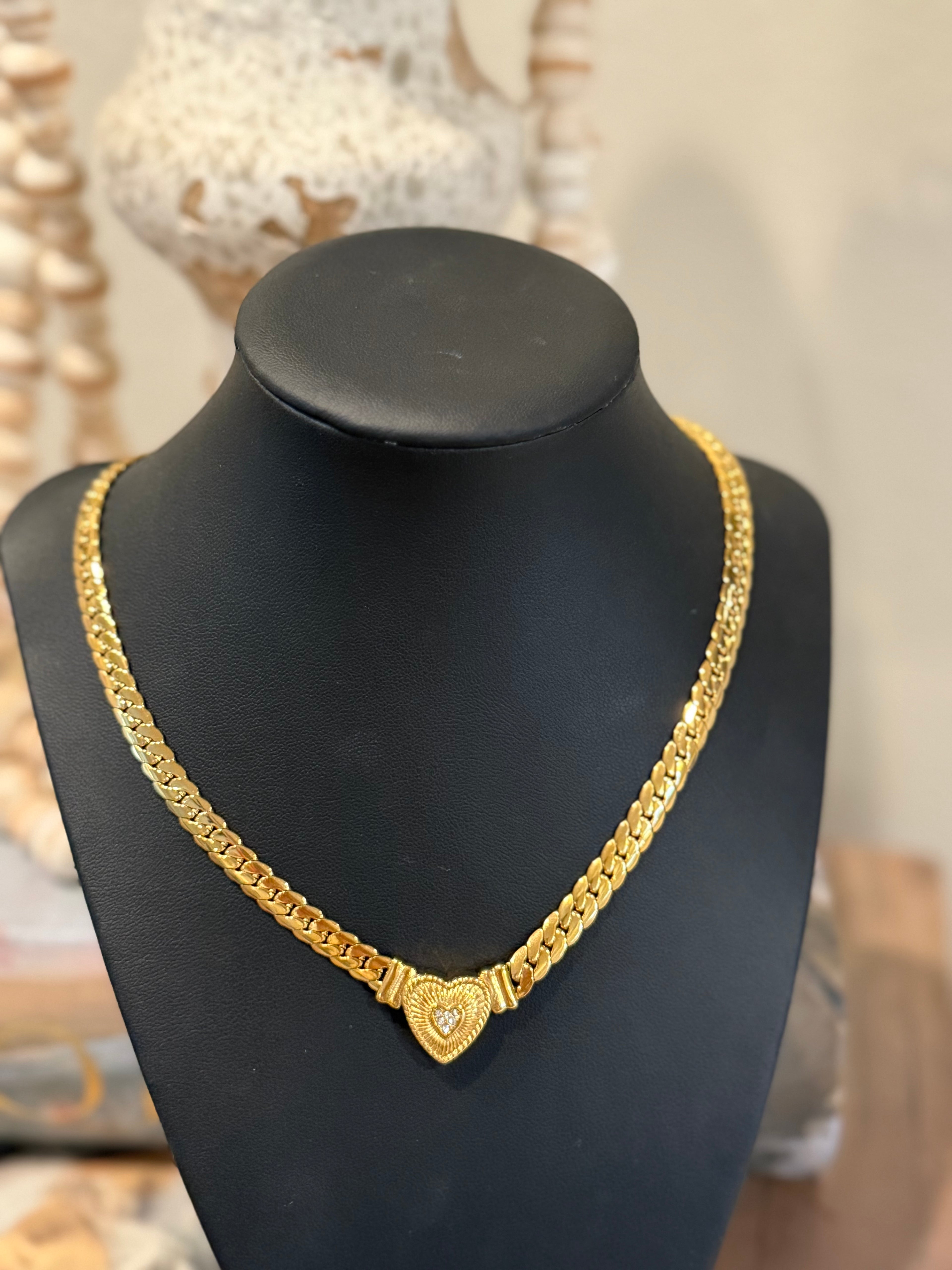 Heart Gold Chunky Necklace