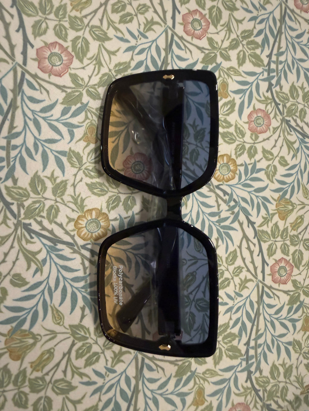 Oversized Square Sunglasses With Gold Corner Charm