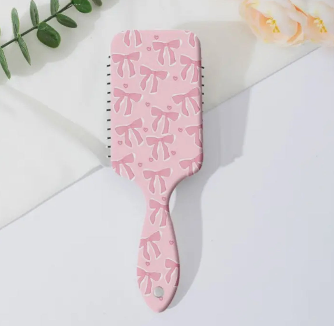 Pink Bow Paddle Hair Brush