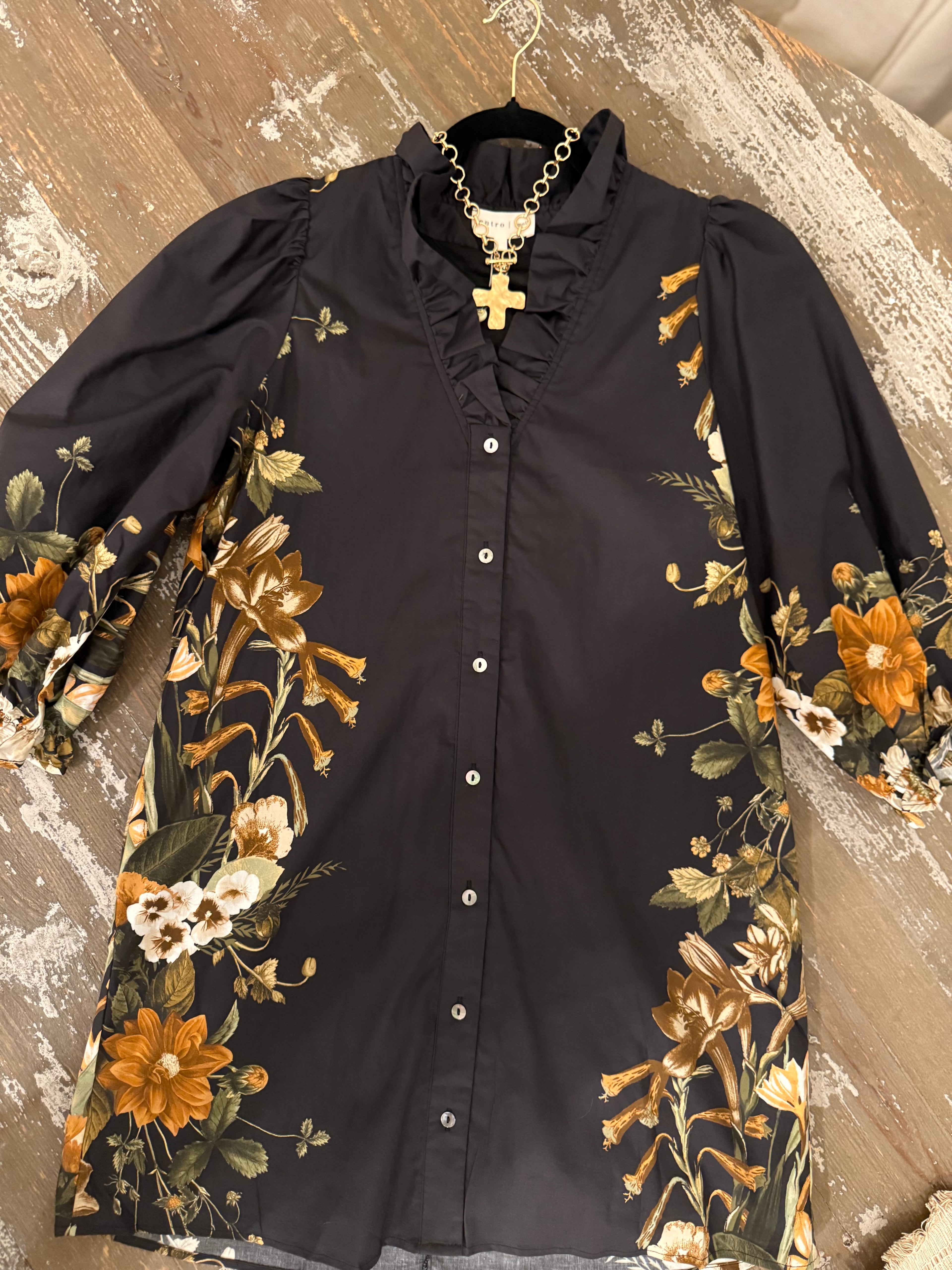 ENTRO BLACK FLORAL DRESS