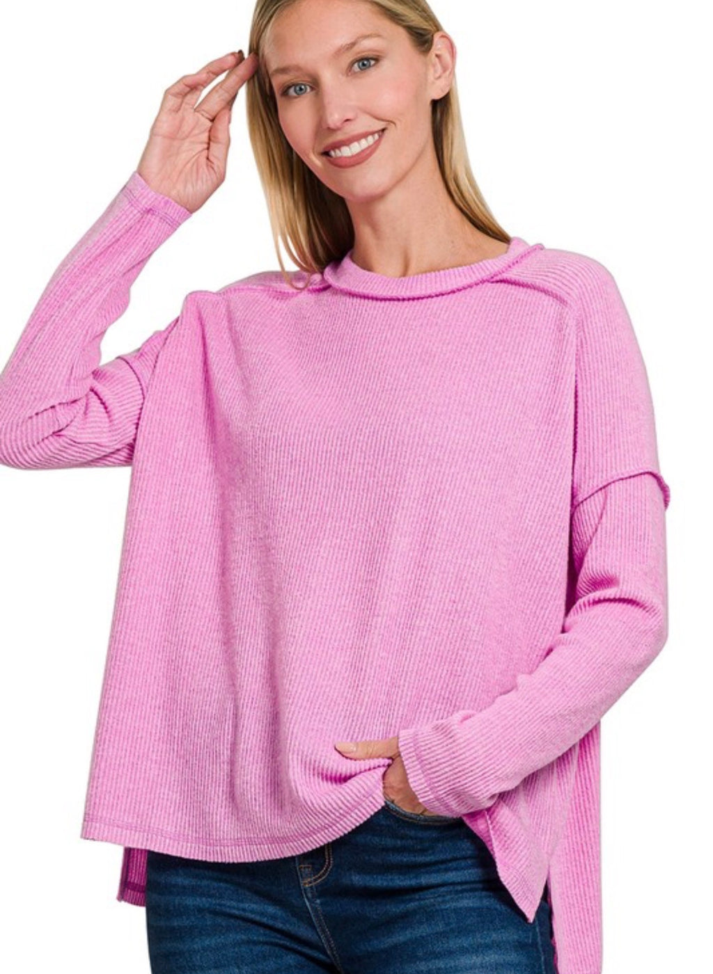 Zenana Brushed Top in Bright Mauve
