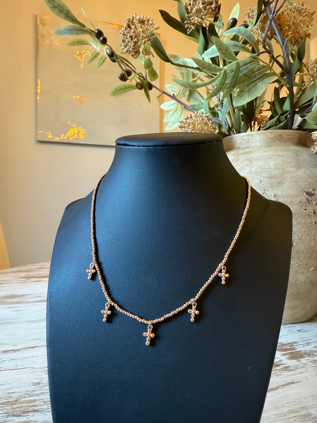 Mini Cross Charm Beaded Necklace