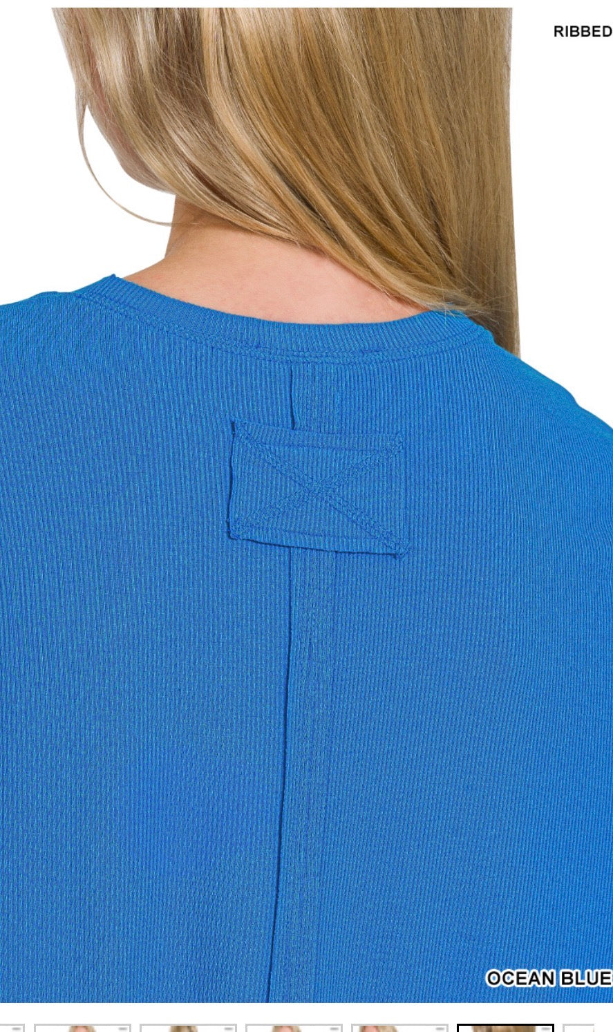 Zenana Ocean Blue Pocket Top