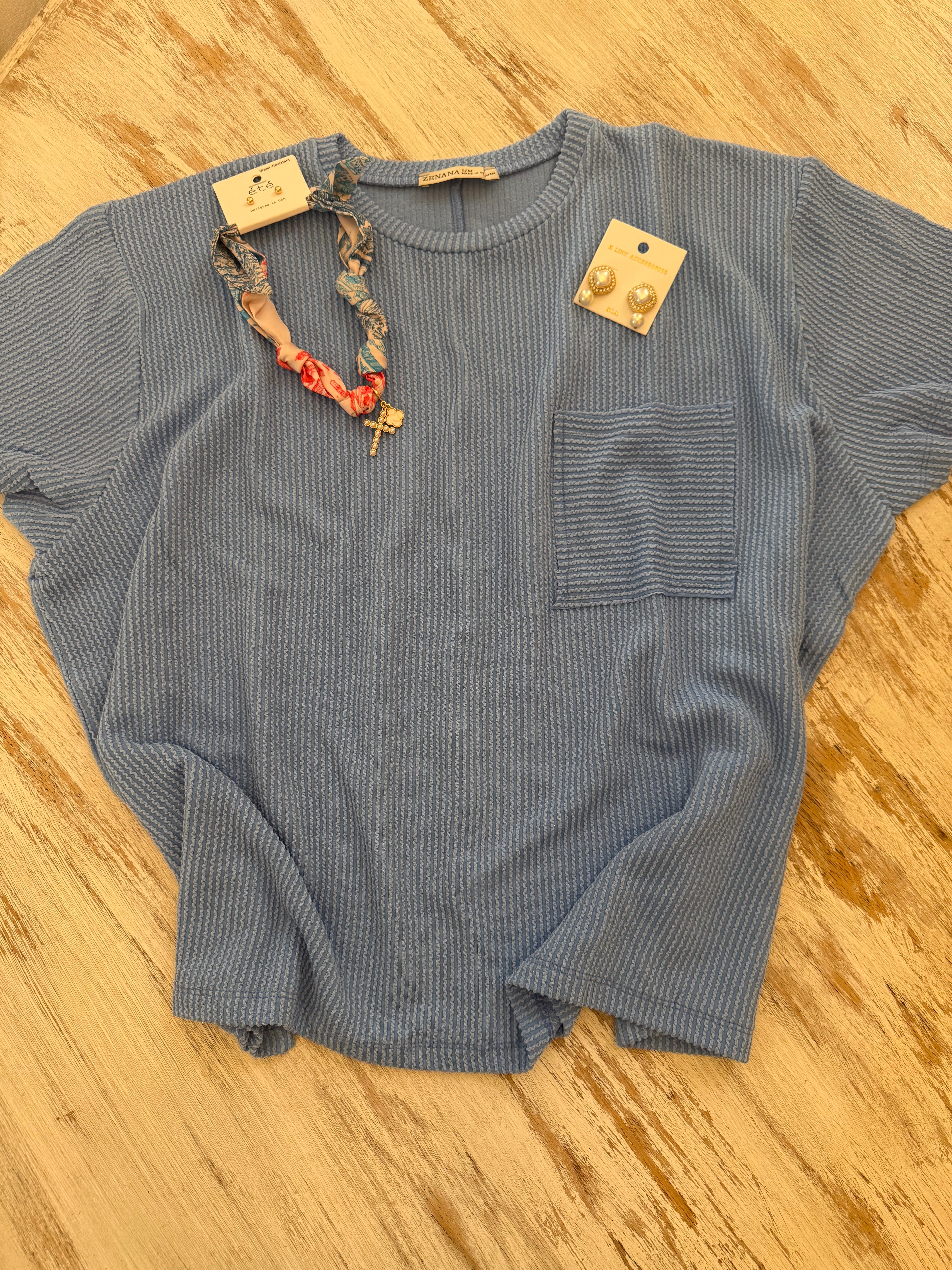 The Calm & Collected Pocket Top Blue