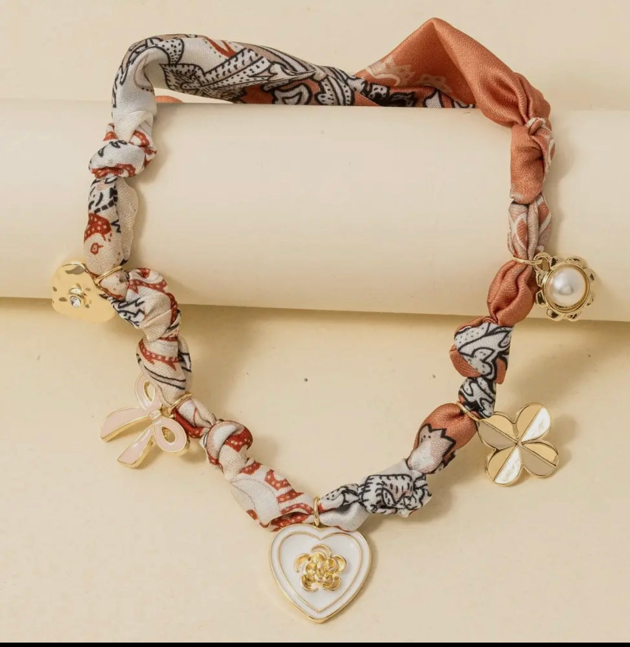 Heart Charm Bandana Necklace