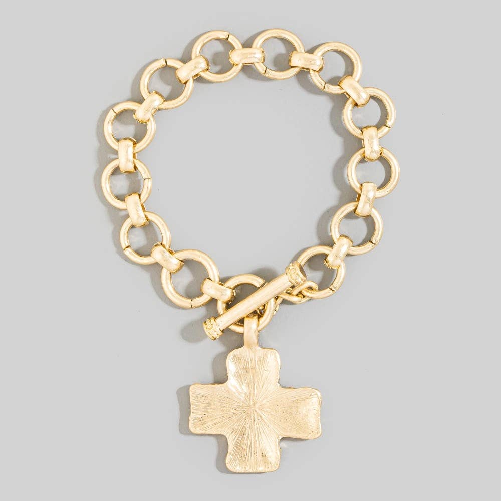 Cross Toggle Bracelet Gold