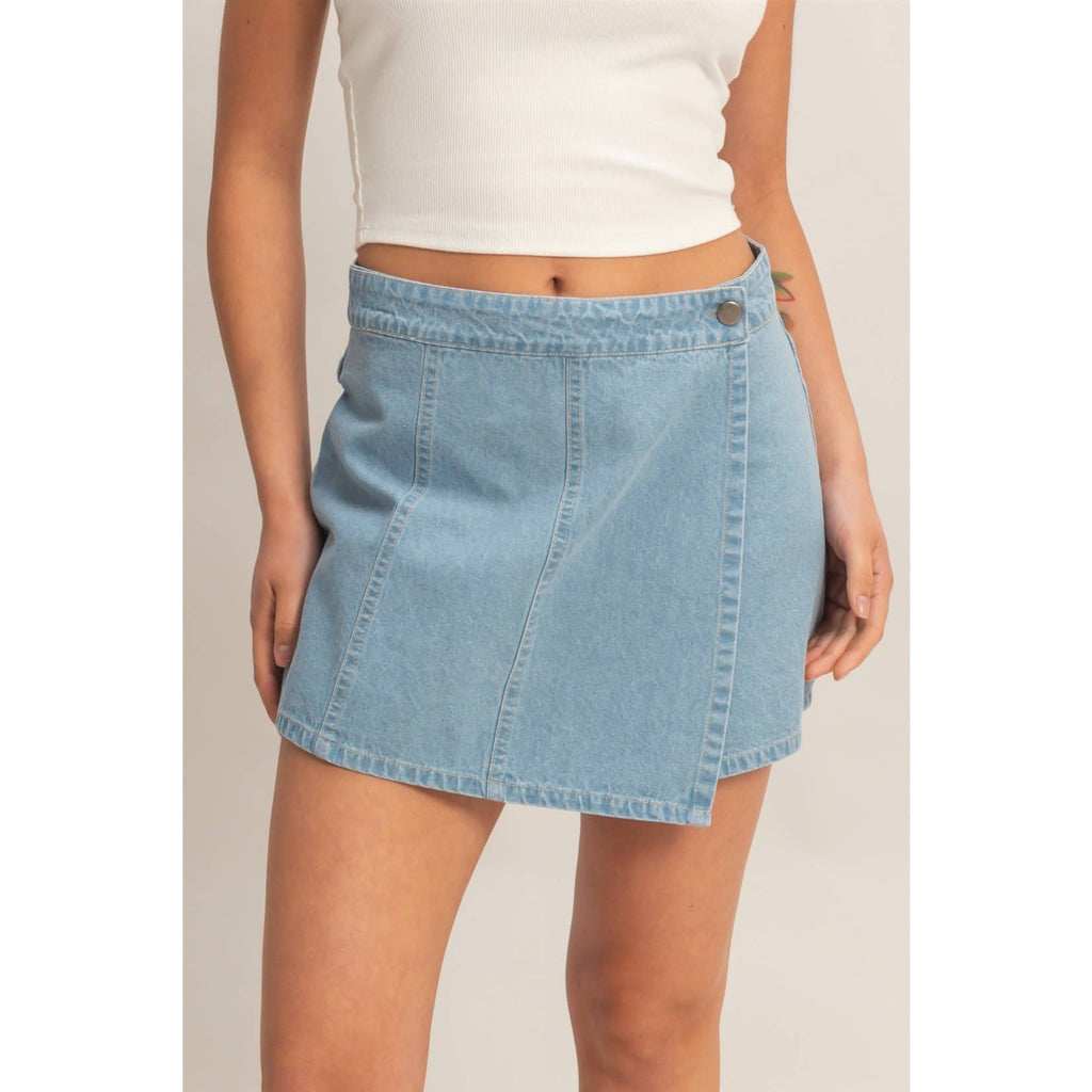 Wrap Front Denim Skort ETA 7/30