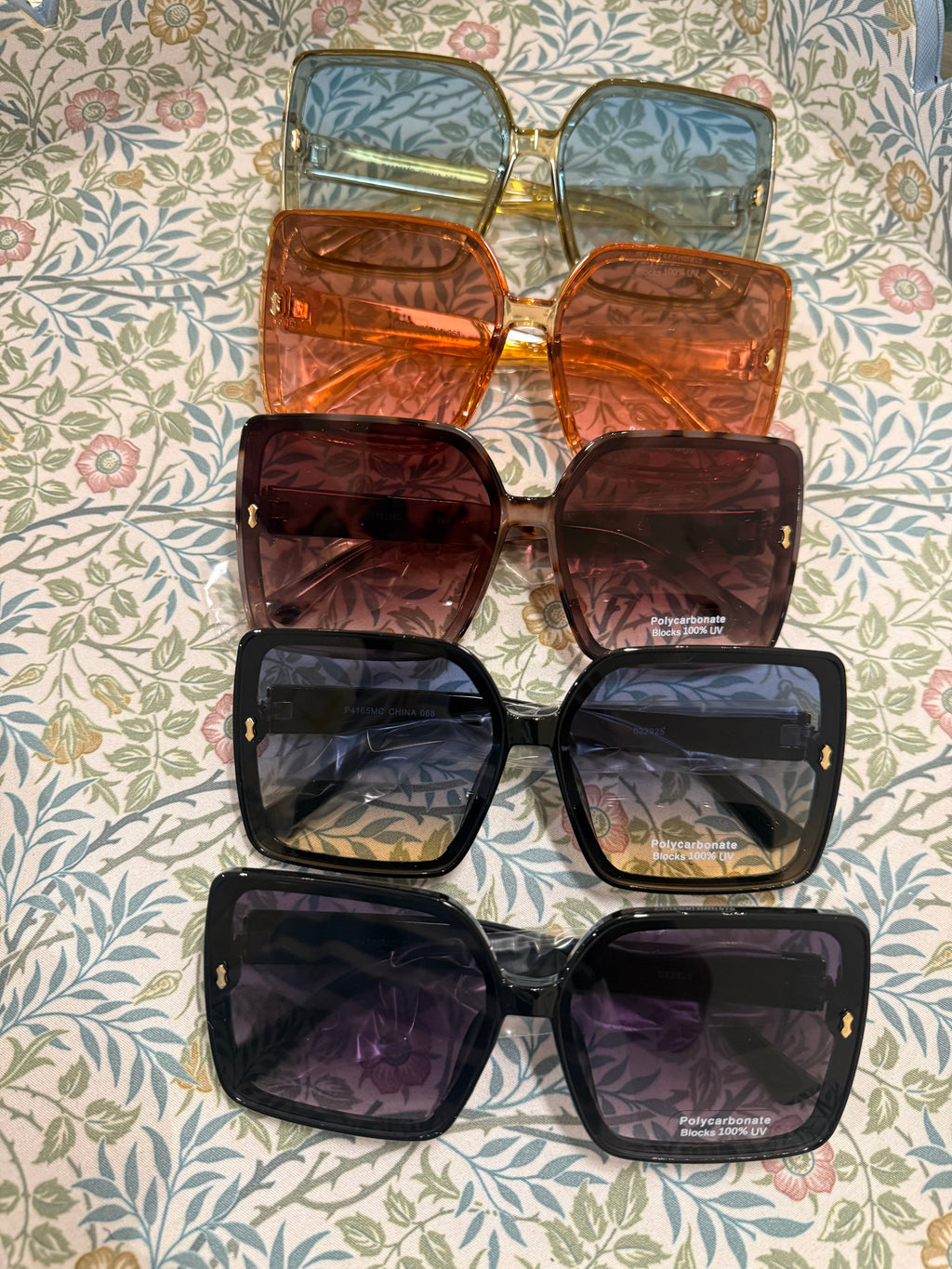 Oversized Square Sunglasses With Gold Corner Charm