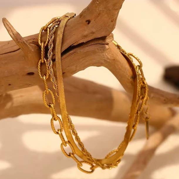 18K STAINLESS STEEL TARNISH FREE LAYERED BRACELET ETA 9/16