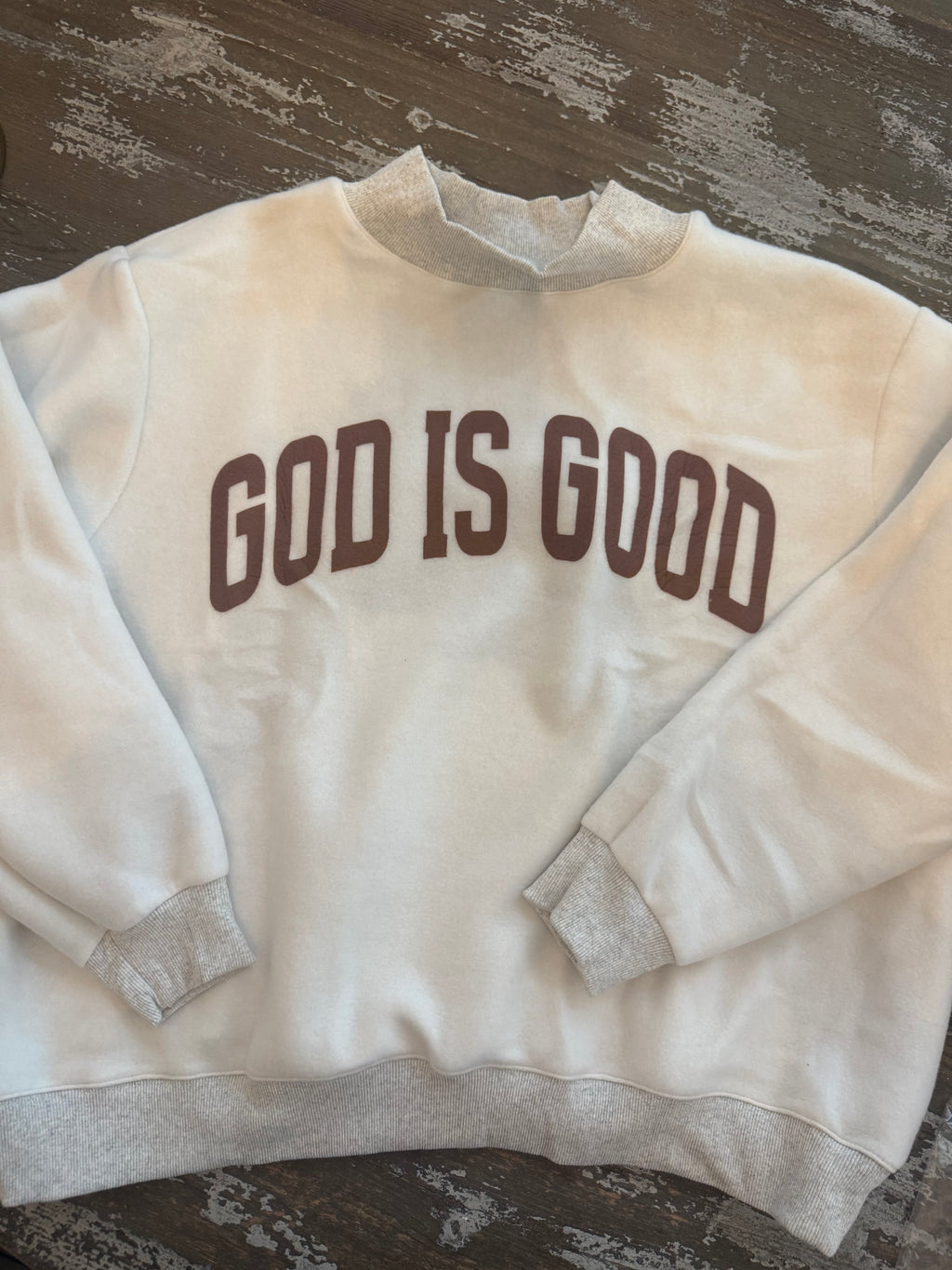 Reversible Jesus Sweatshirt Mock Neck Brown Print