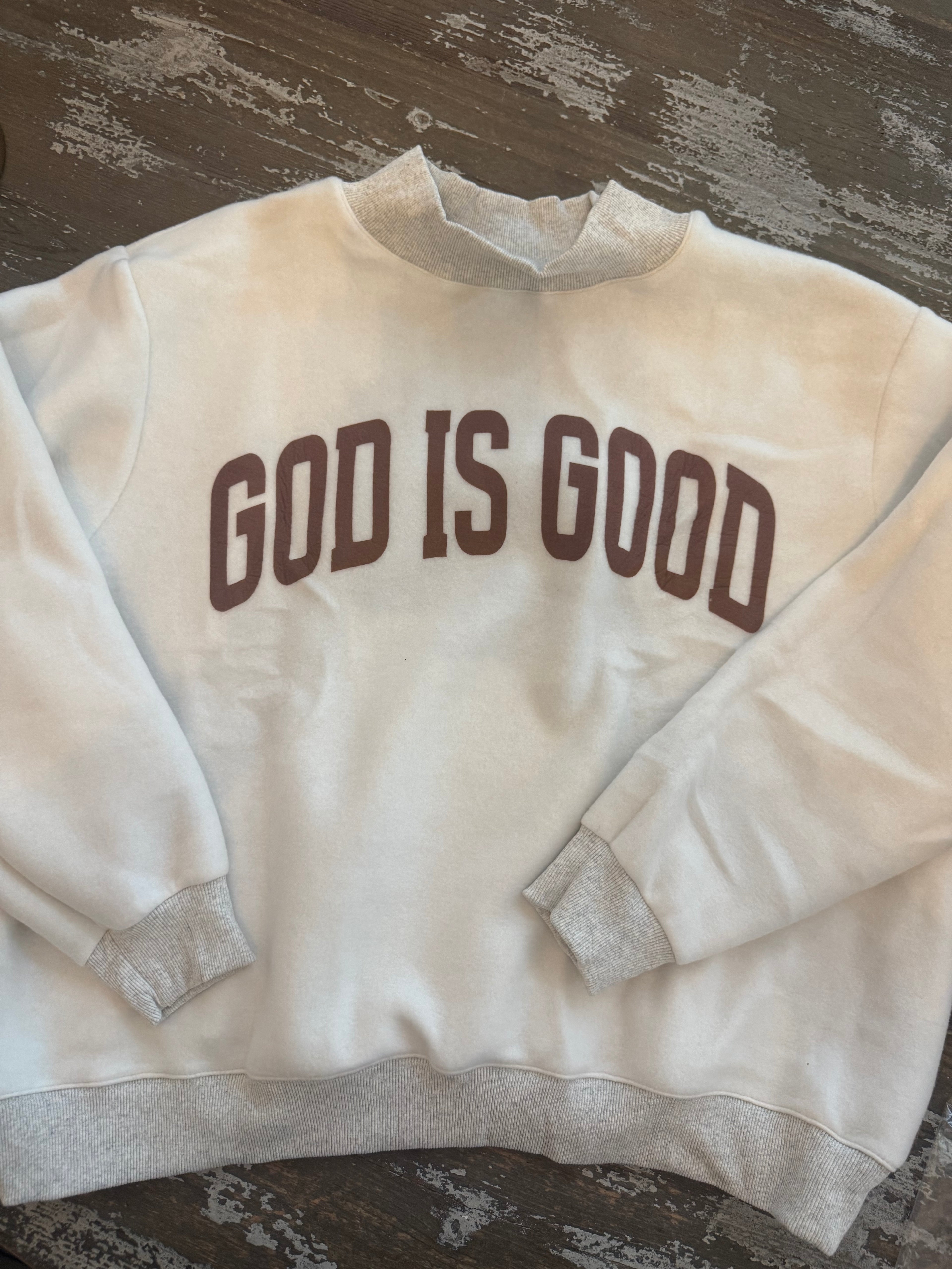 Reversible Jesus Sweatshirt Mock Neck Brown Print