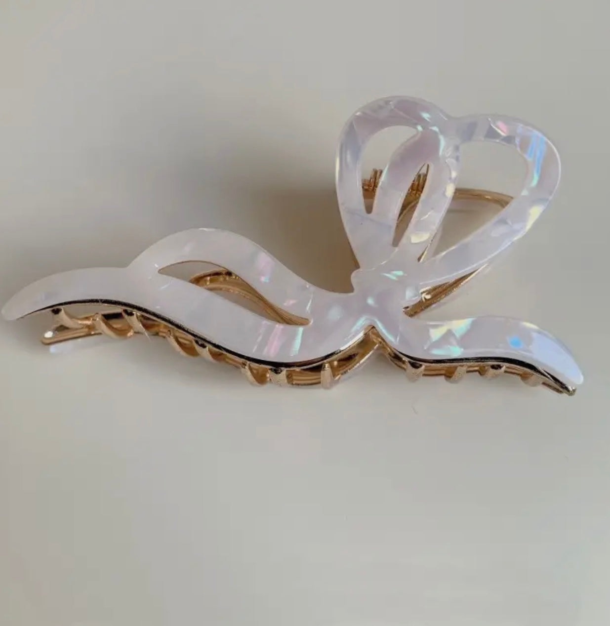 White Bow Hair Clip