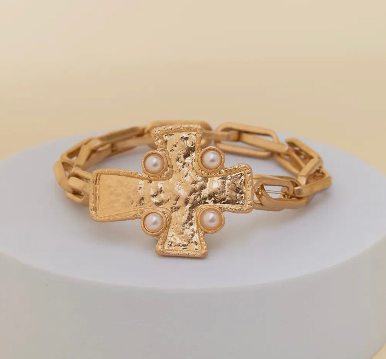 Pear Embellished Cross Chain Bracelet