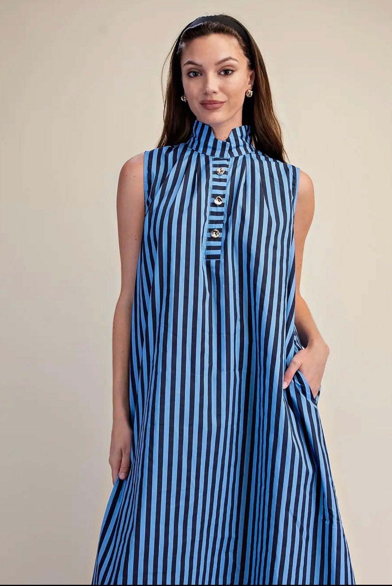 Navy Stripe Midi Dress (ETA 7/22)