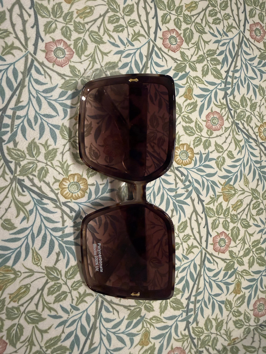 Oversized Square Sunglasses With Gold Corner Charm
