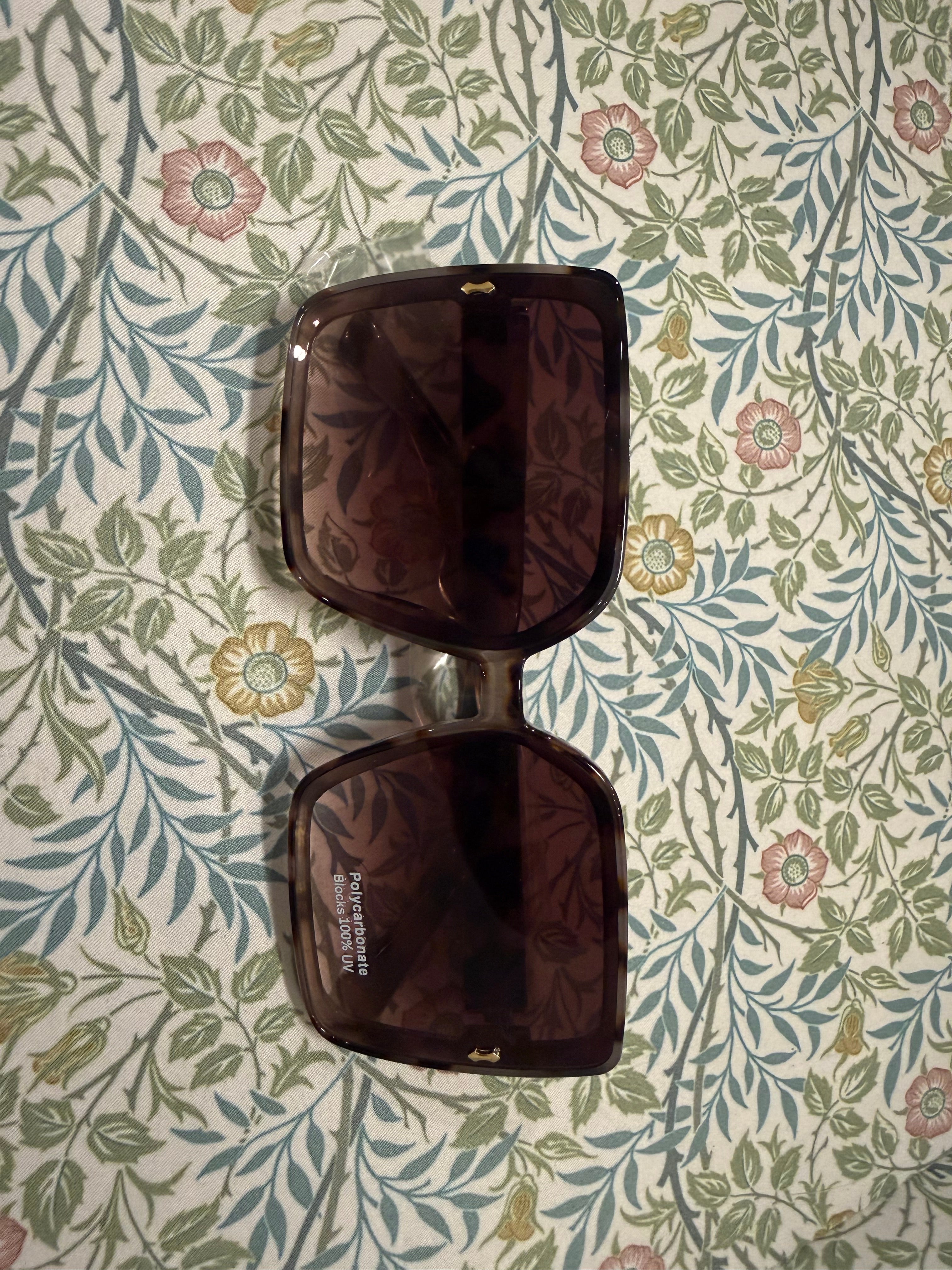 Oversized Square Sunglasses With Gold Corner Charm