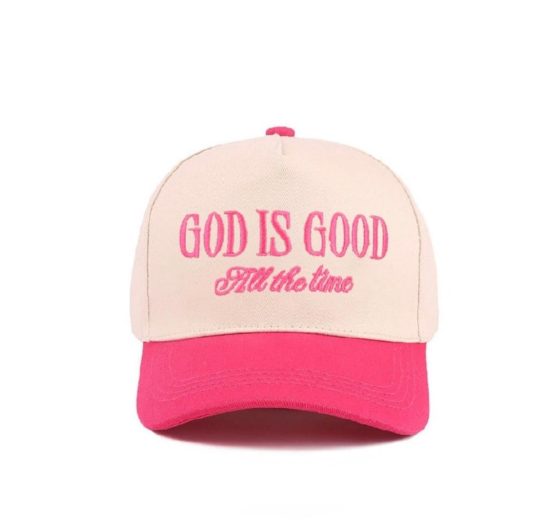 Hot Pink God Is Good Hat