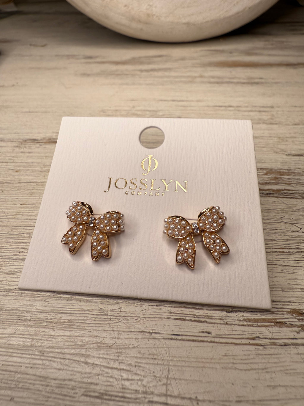 Small Pearl Stud Bow Earrings