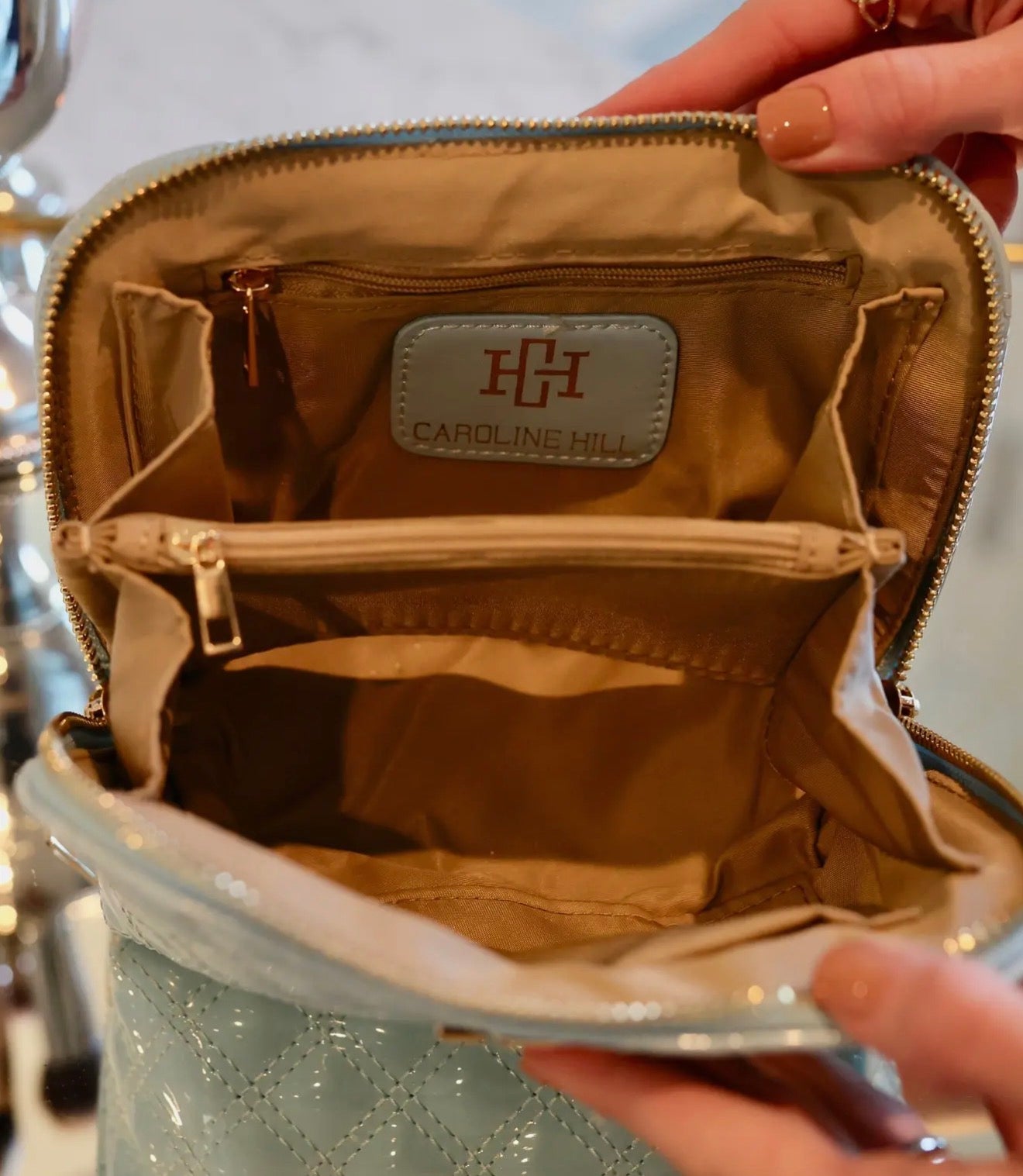 Caroline Hill Small Paten Blue Pouch