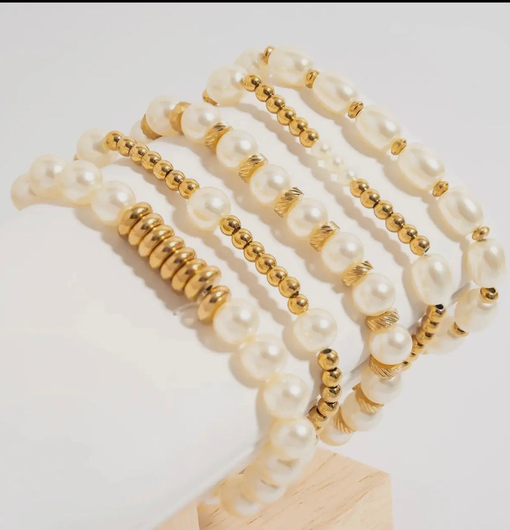 Stella Glass Bead Pearl Bracelet