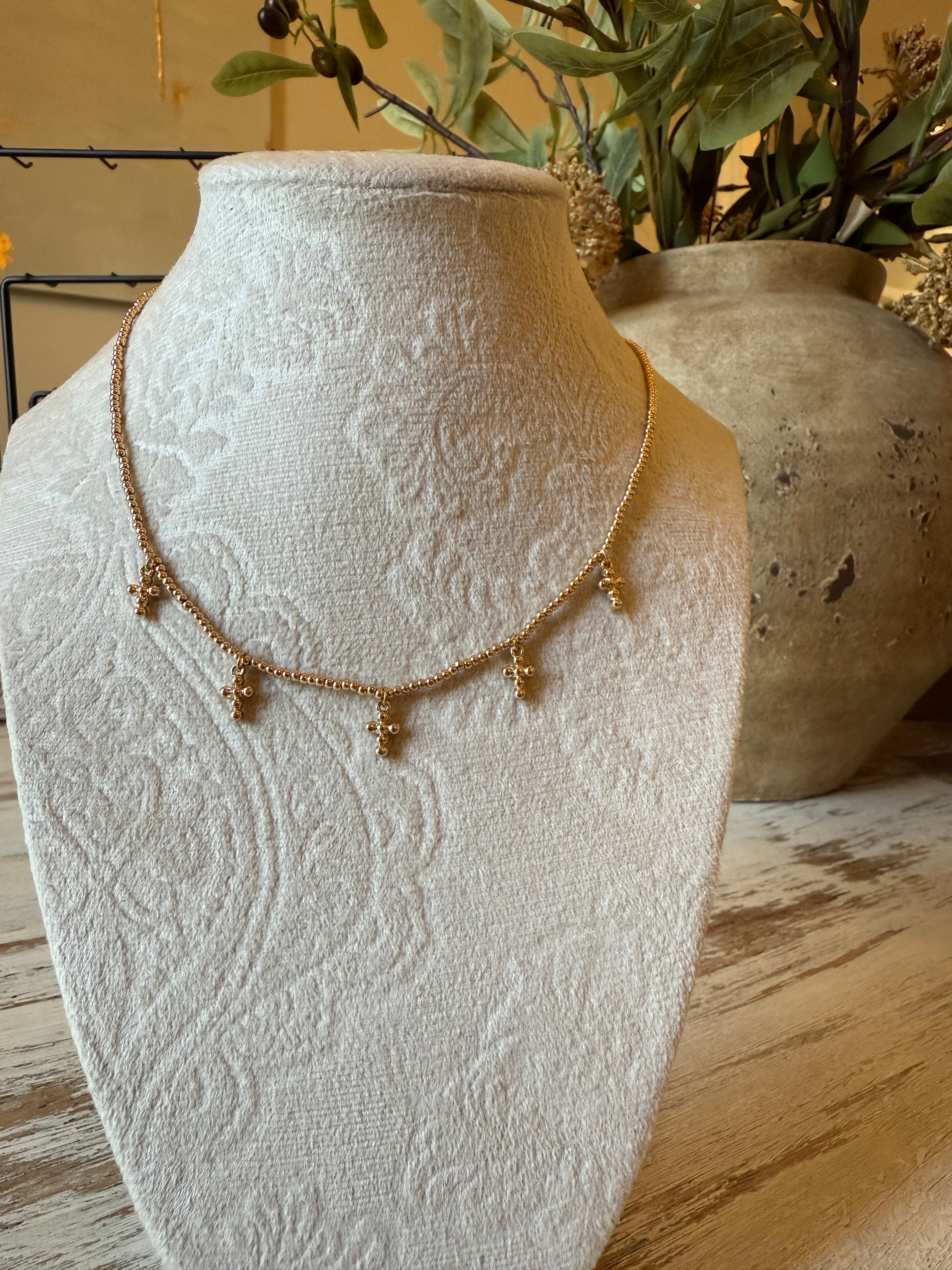 Mini Cross Charm Beaded Necklace