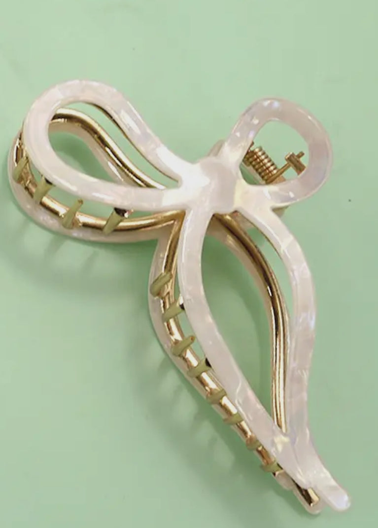 Ivory Bow Hair Clip