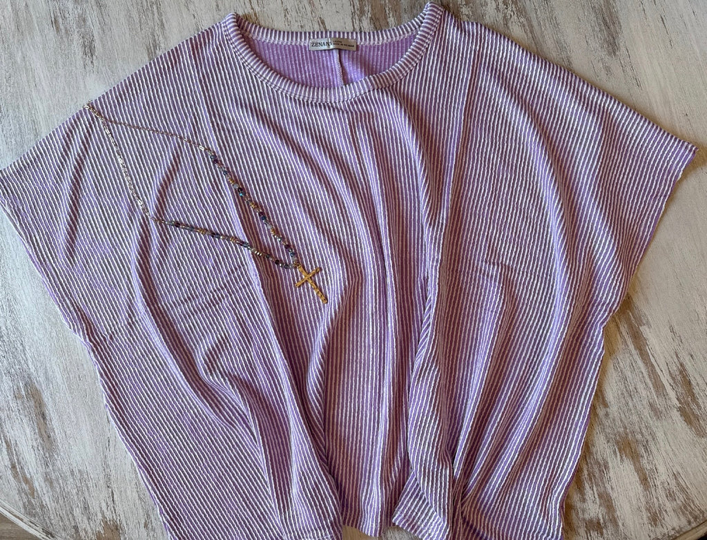 Zenana Curvy Lavender Ribbed Top