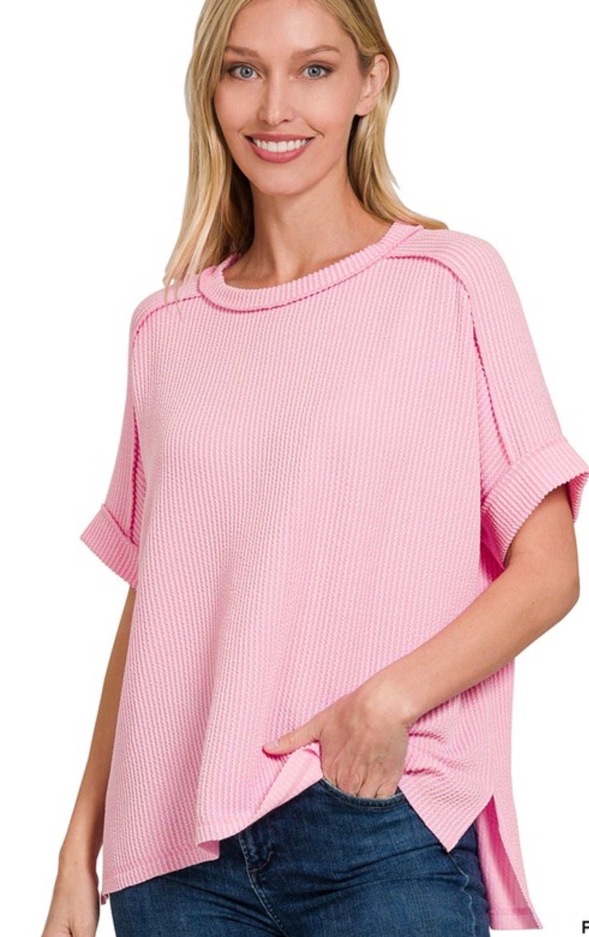 Pink Zenana Ribbed Top