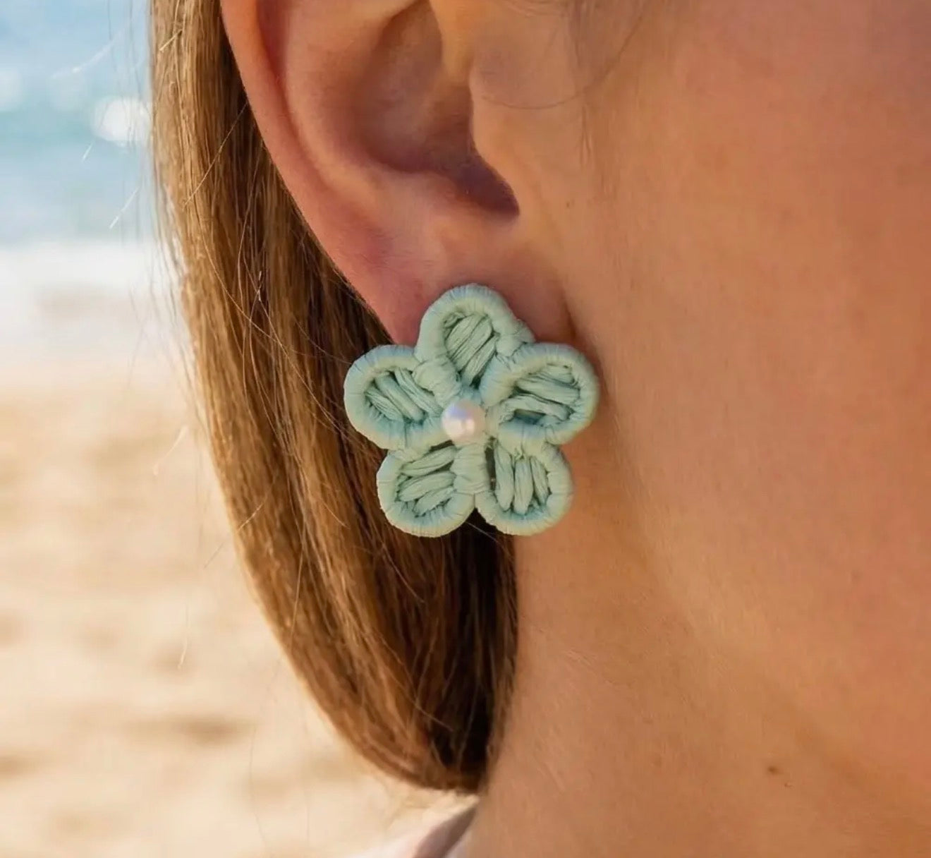 Mint Flower Earrings
