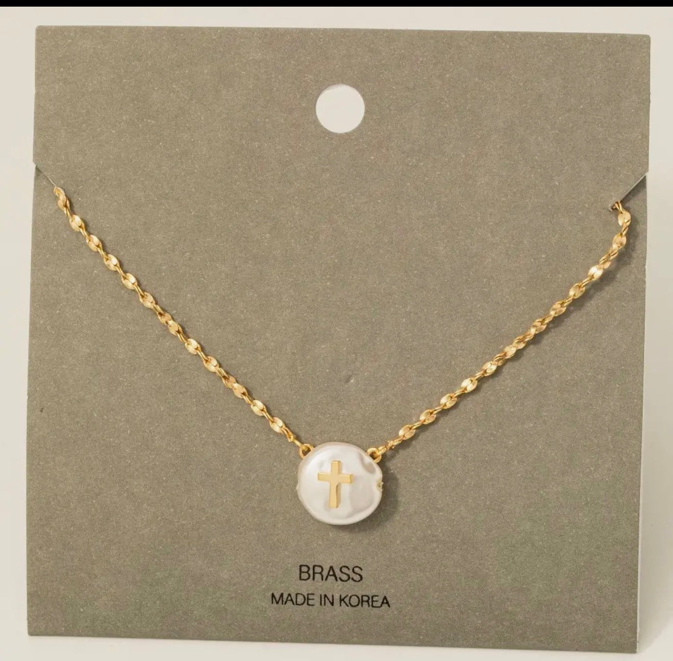 Gold cross Pearl Necklace