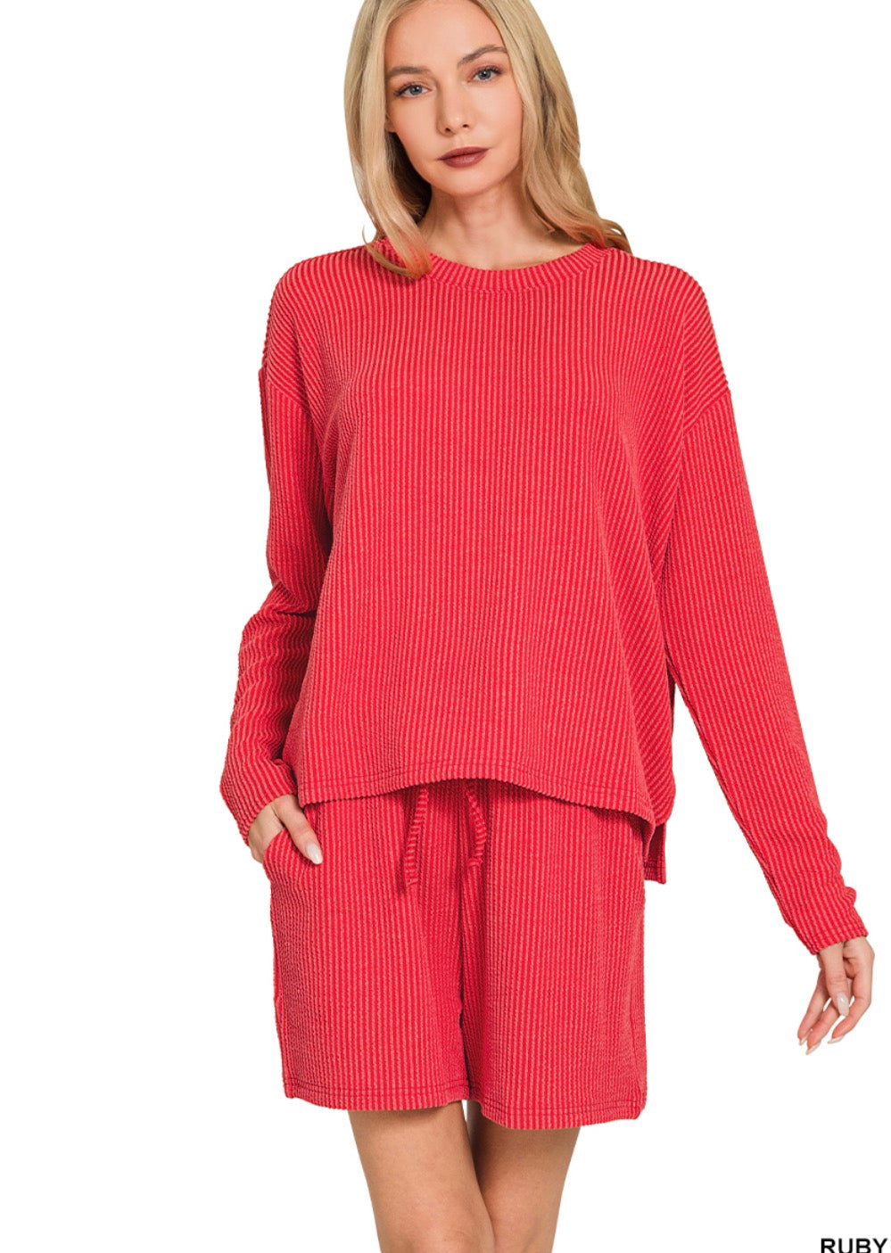 Red Ribbed Set