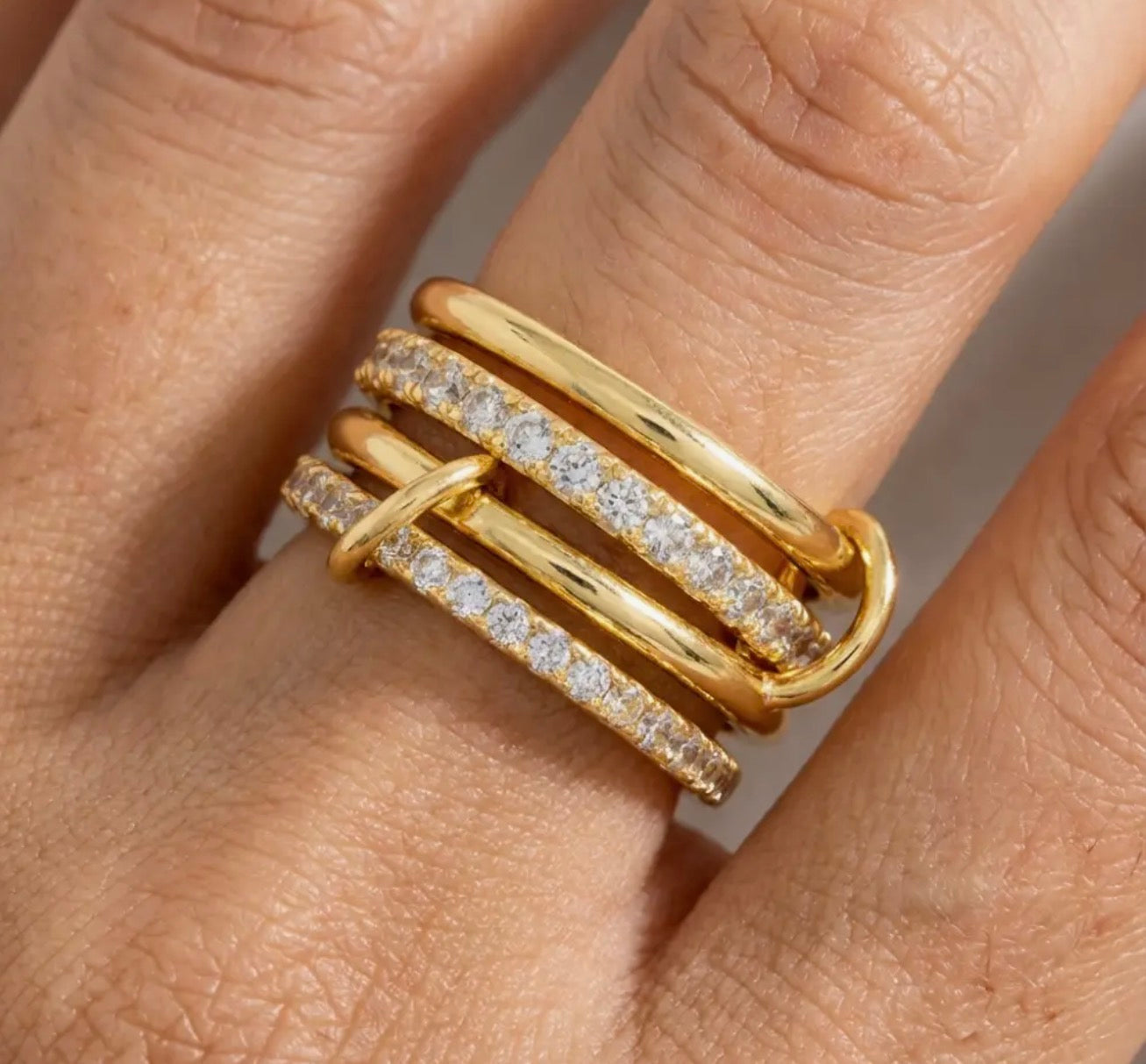 Gold stack CZ Ring