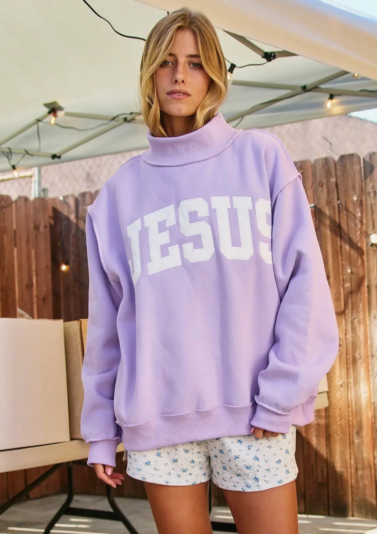 *PREORDER* Jesus Lavender Mock Neck Sweatshirt