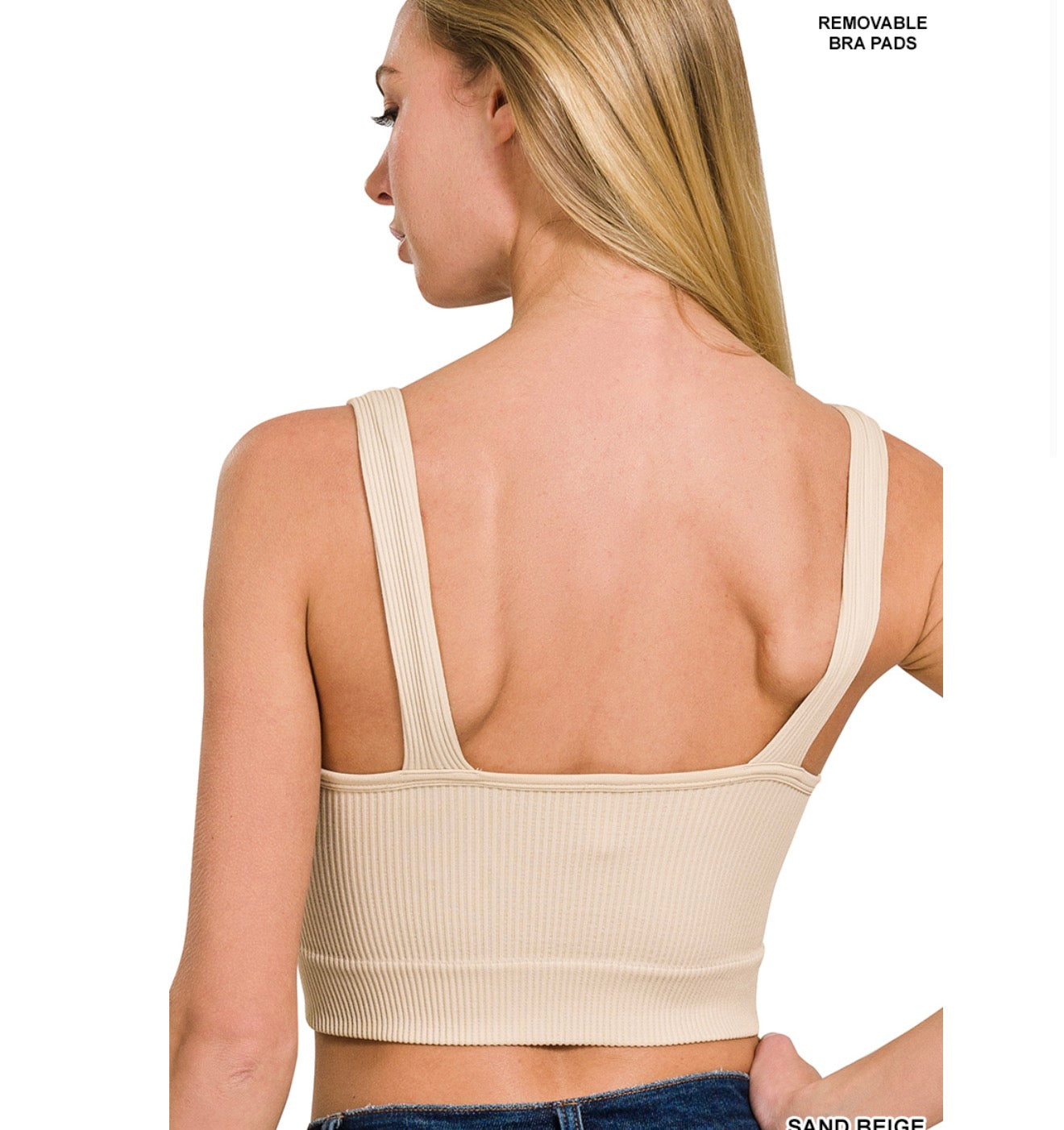 Seamless Ribbed Cropped Bra Beige ETA 7/31