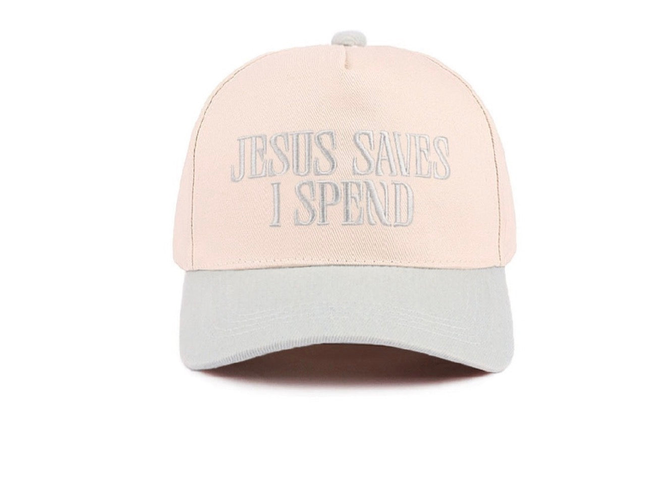 Jesus Saves I Spend Hat Blue