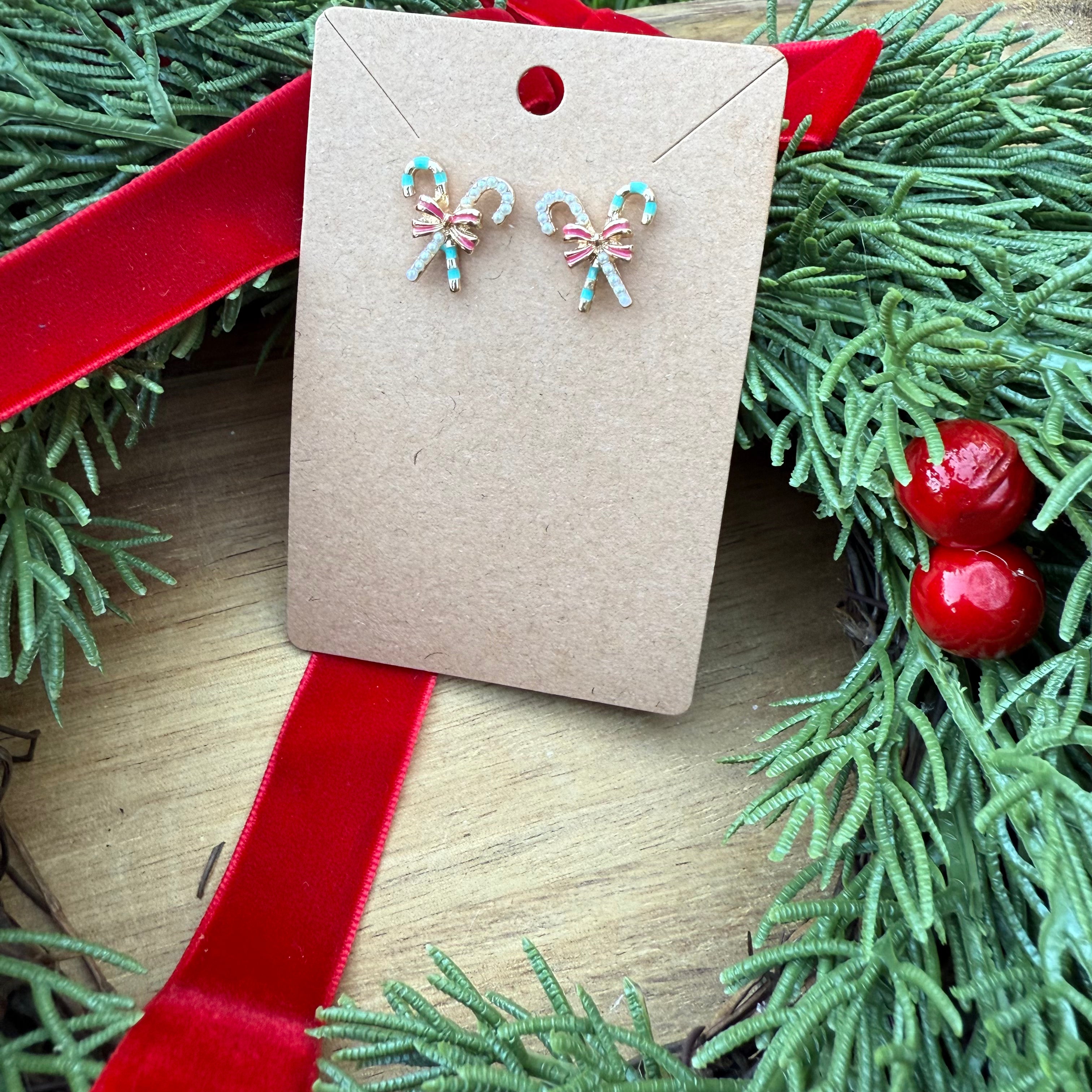 Candy Cane Stud Earrings