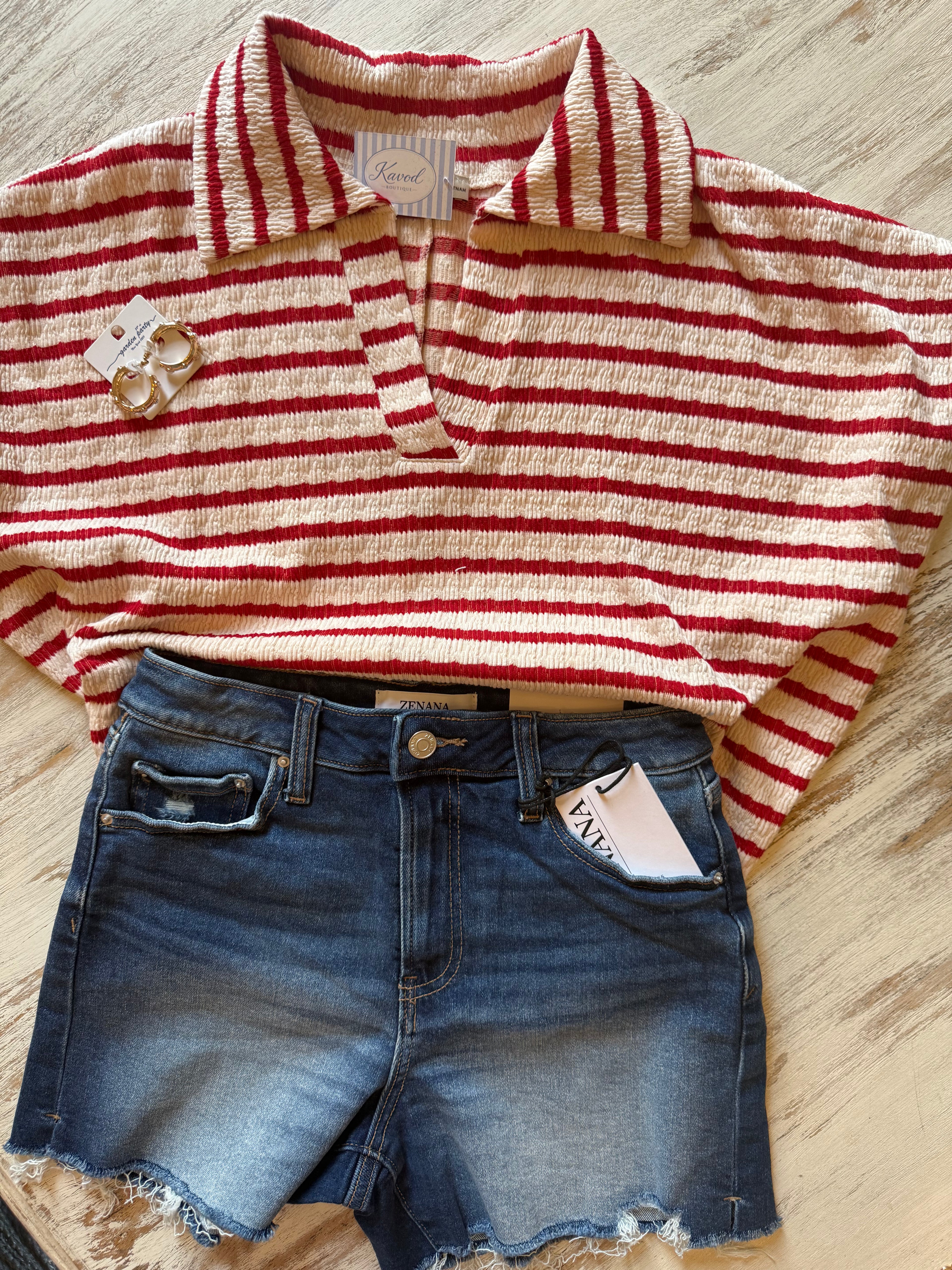 Dark Wash Distress Hem Denim Shorts