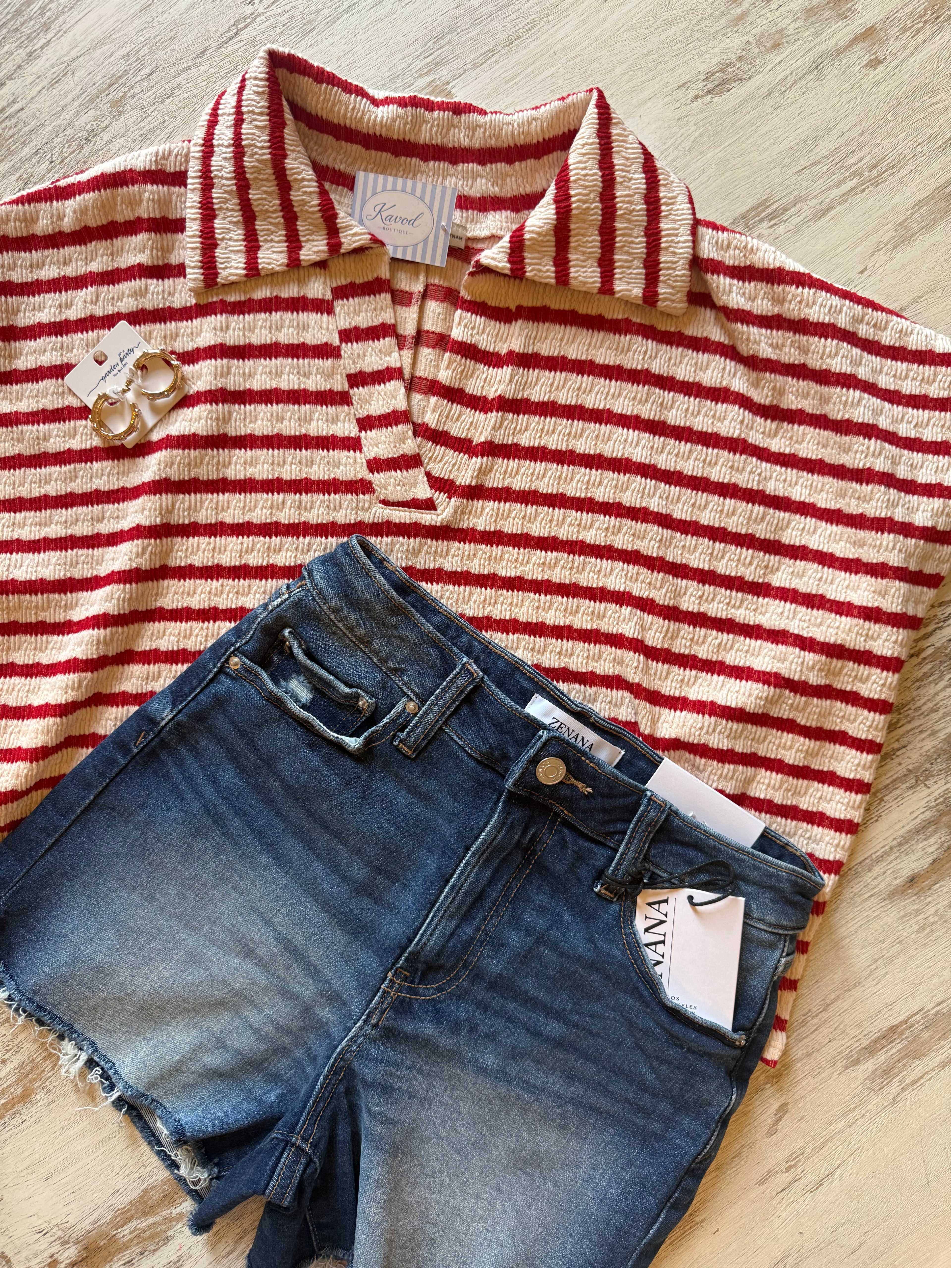 Dark Wash Distress Hem Denim Shorts