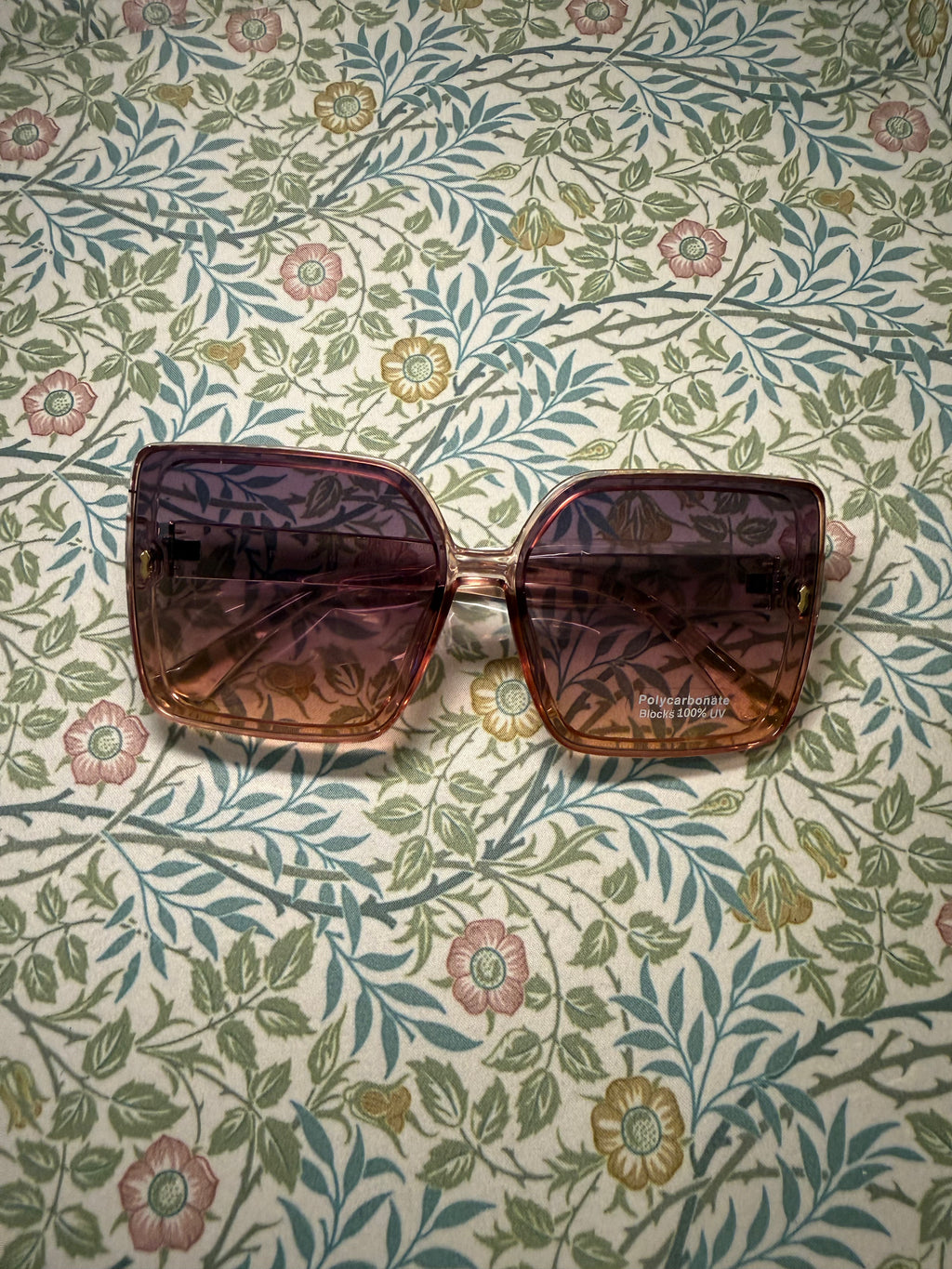 Oversized Square Sunglasses With Gold Corner Charm