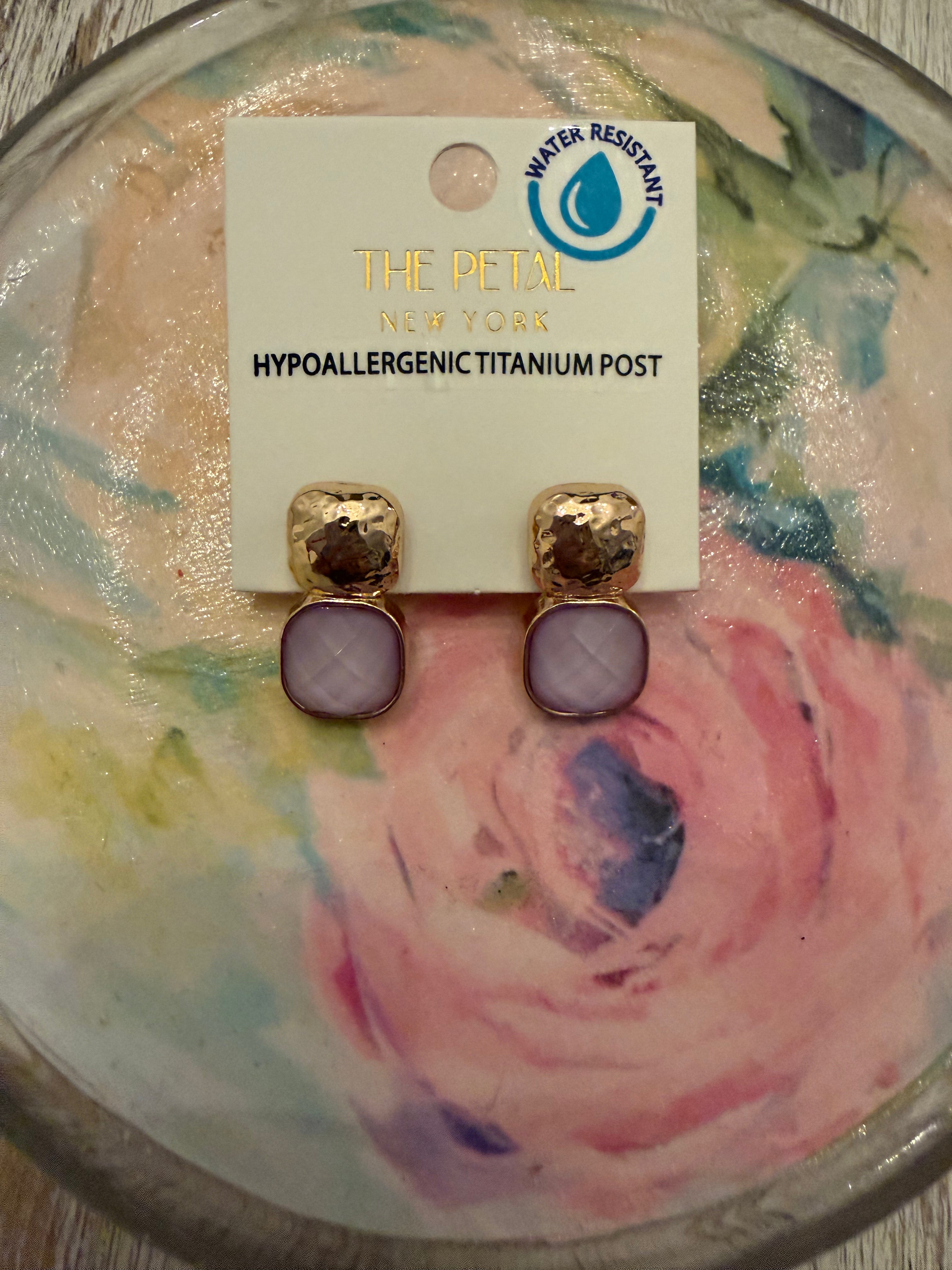 Lavender Square Drop Earrings